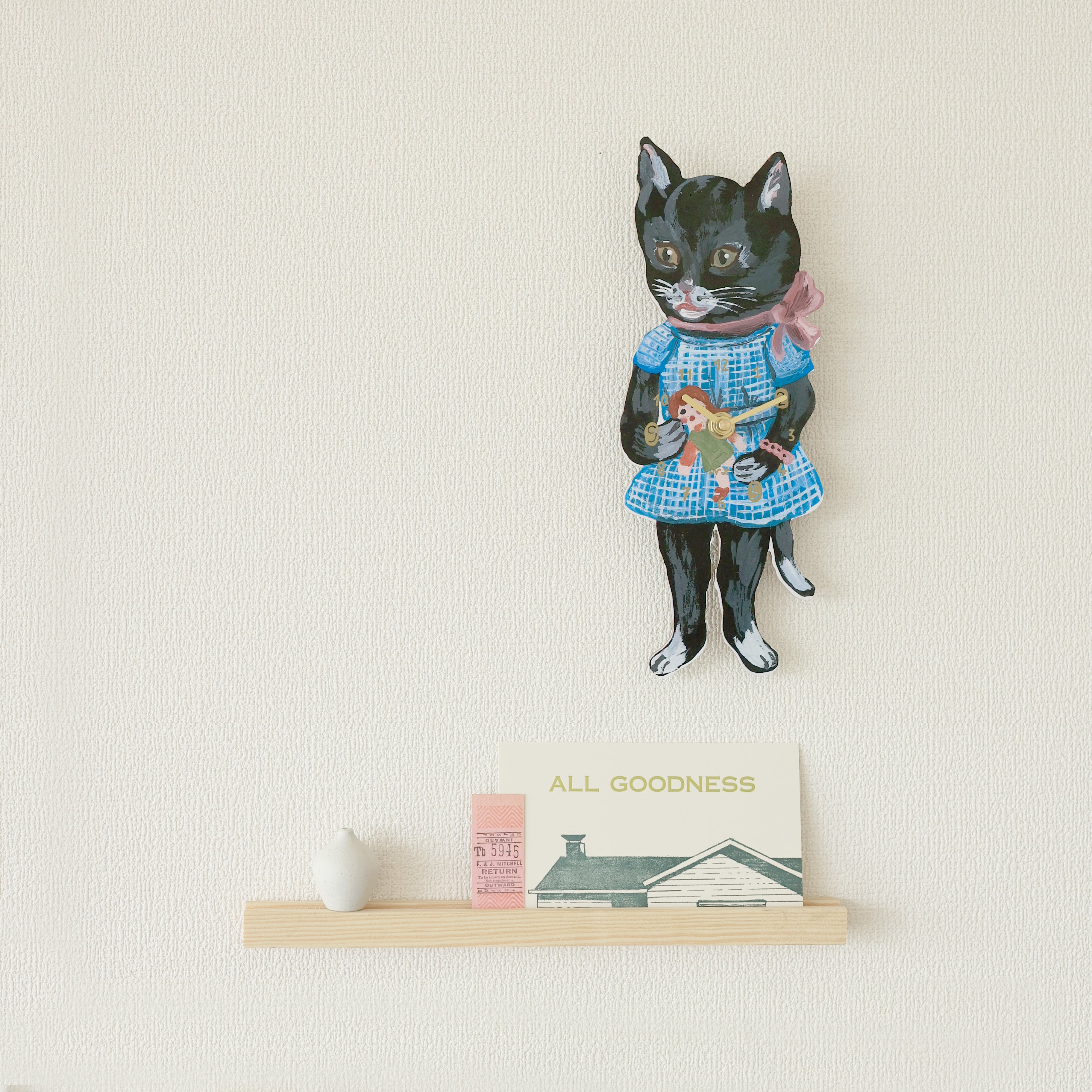 Nathalie Lete Diecut Clock Black Cat