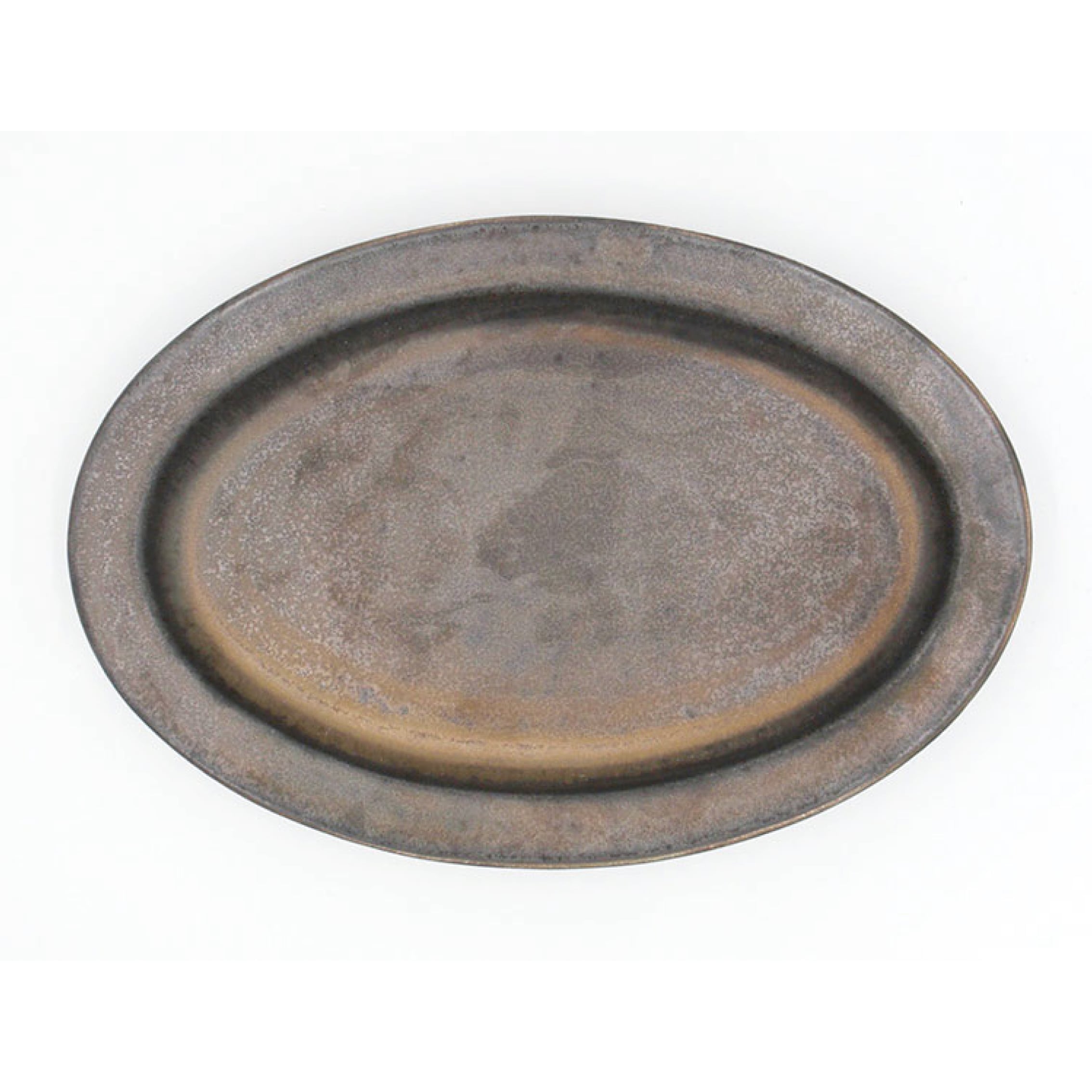 Ancient Pottery Oval Plate Brass
