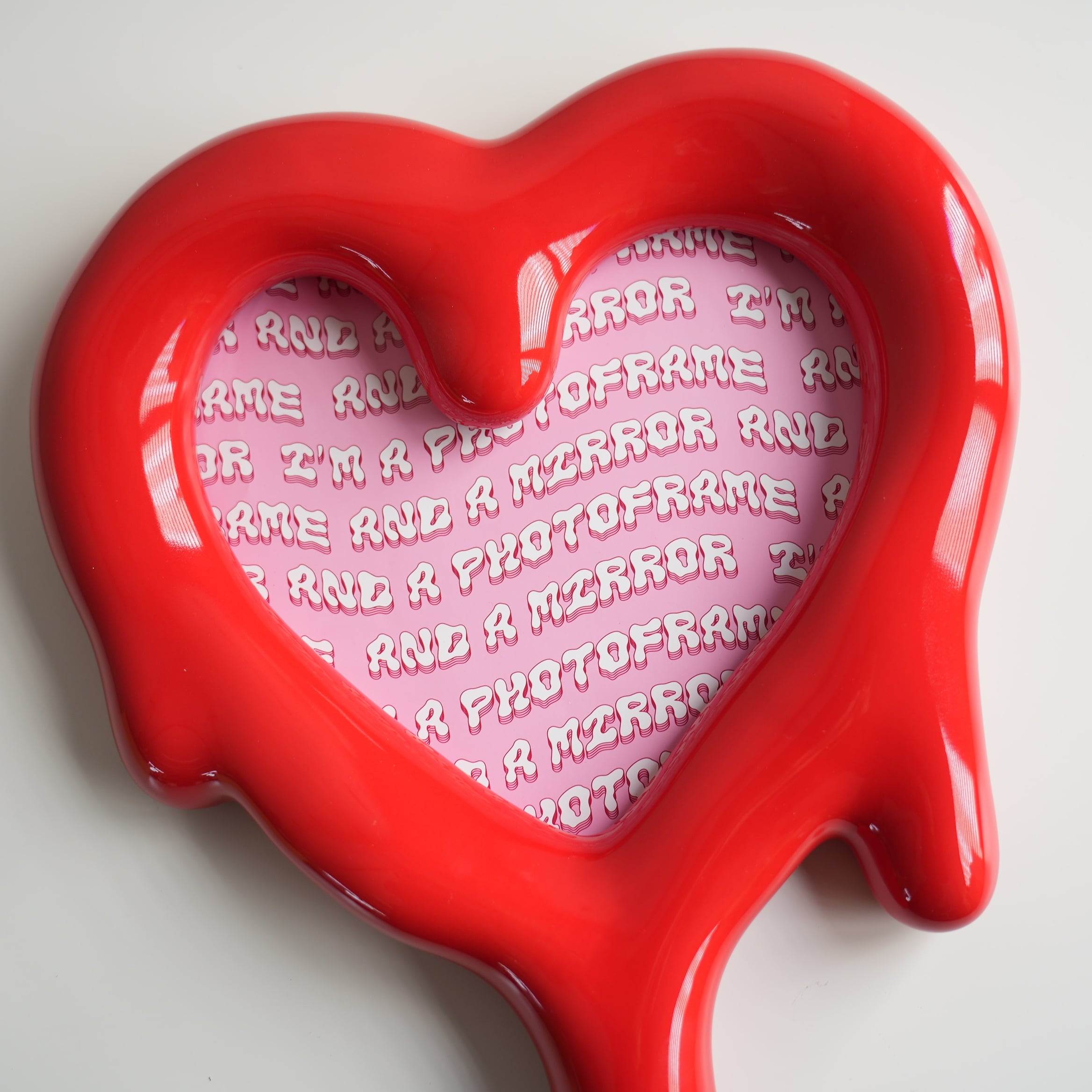 Melted Heart Red Mirror and Photo Frame