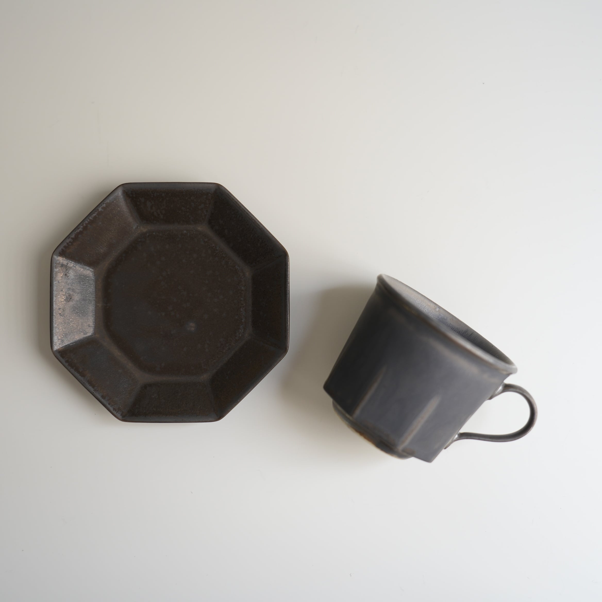 Ancient Pottery Cup & Saucer Brass