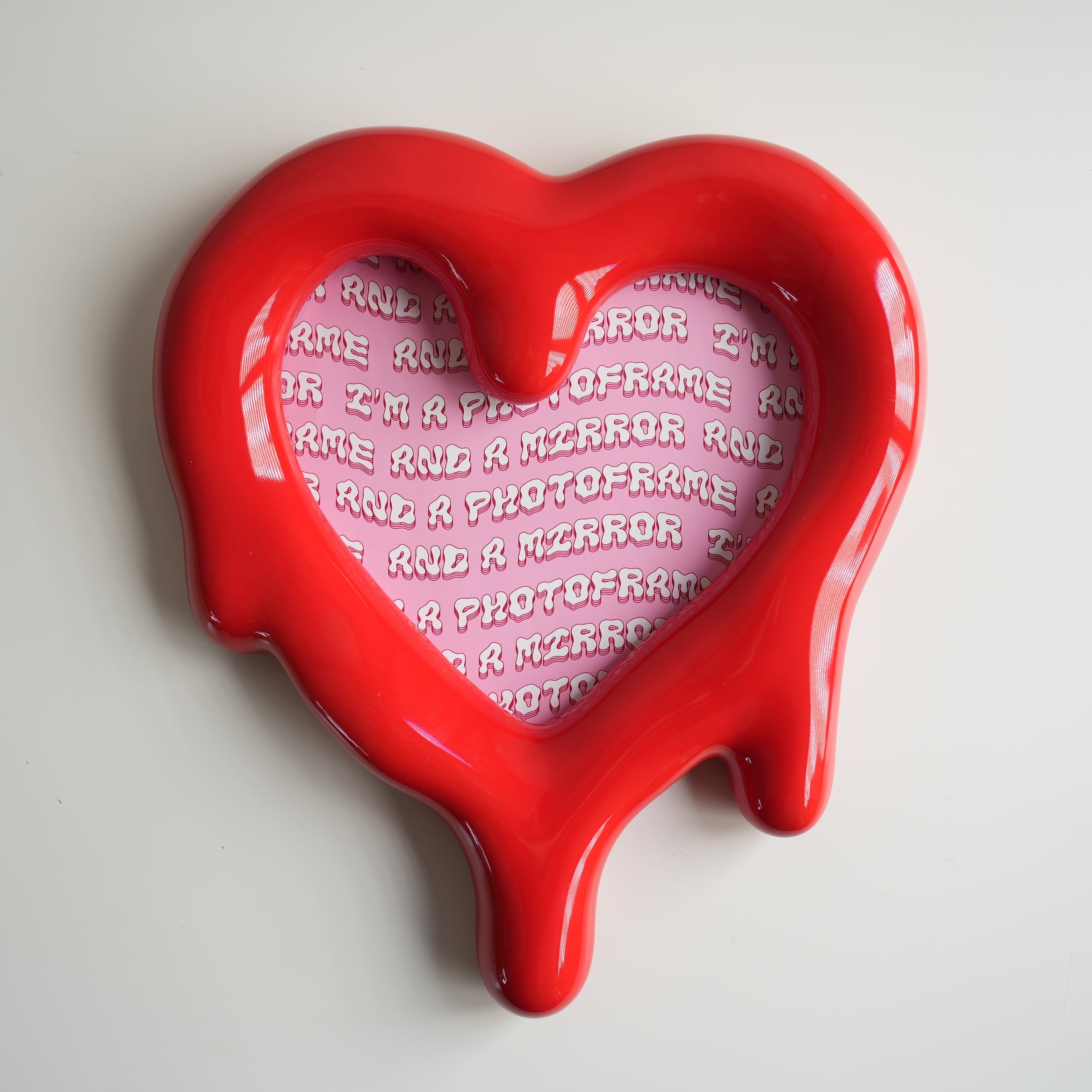Melted Heart Red Mirror and Photo Frame