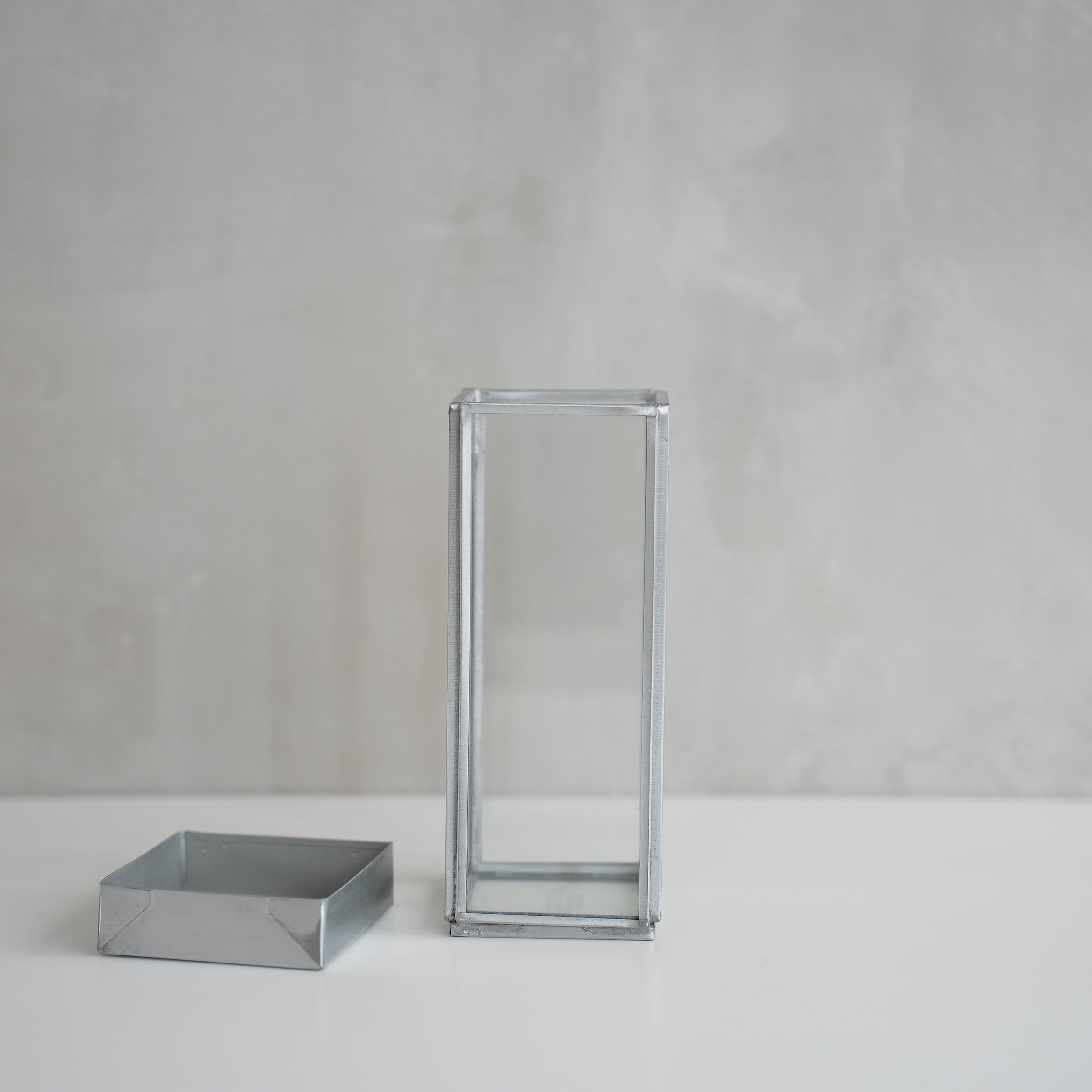 Glass Box With Recycle Steel Lid / Pen Stand