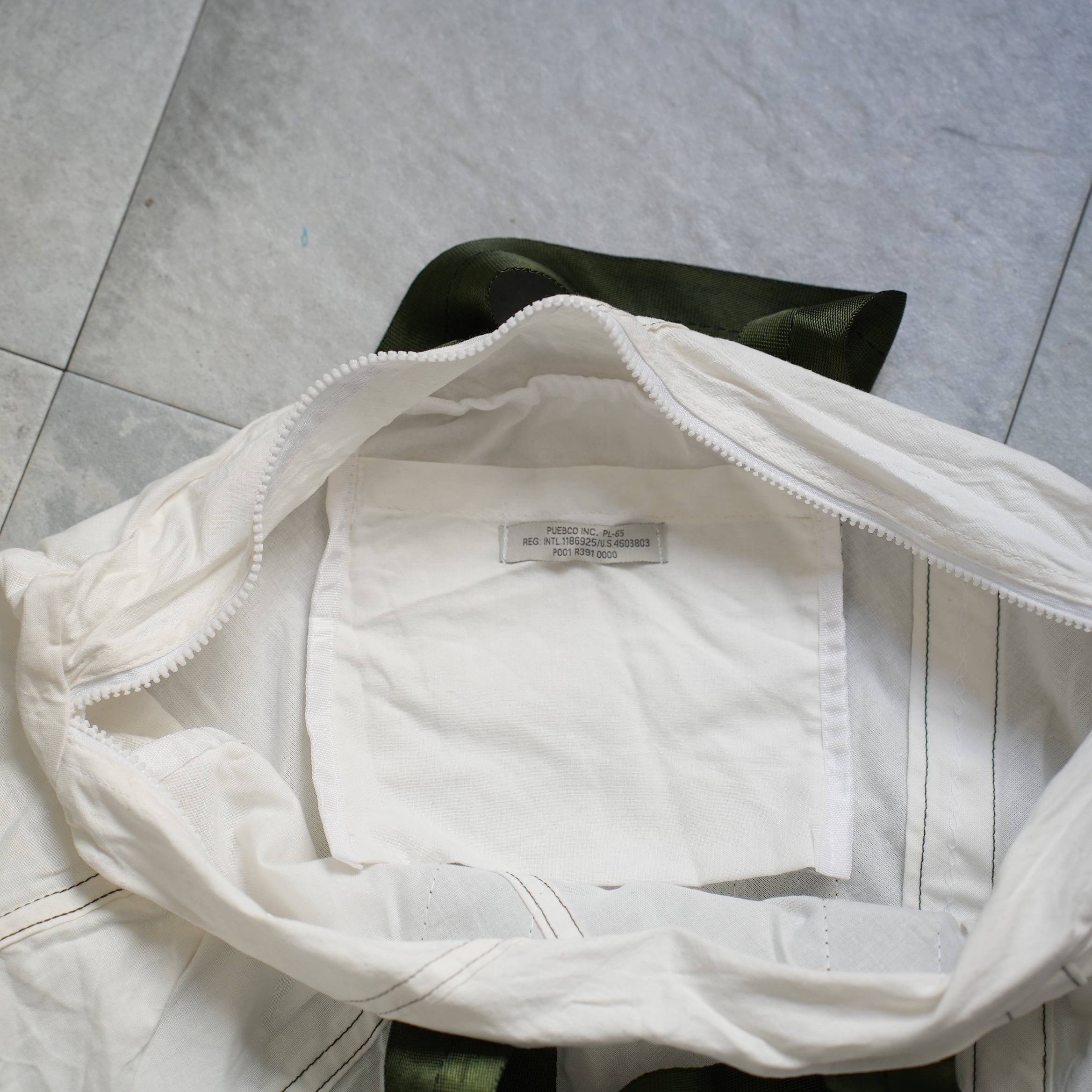Vintage Parachute Tote Bag Green Belt