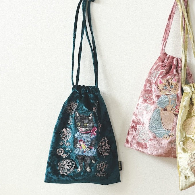 Nathalie Lete Velour Drawstring Pouch