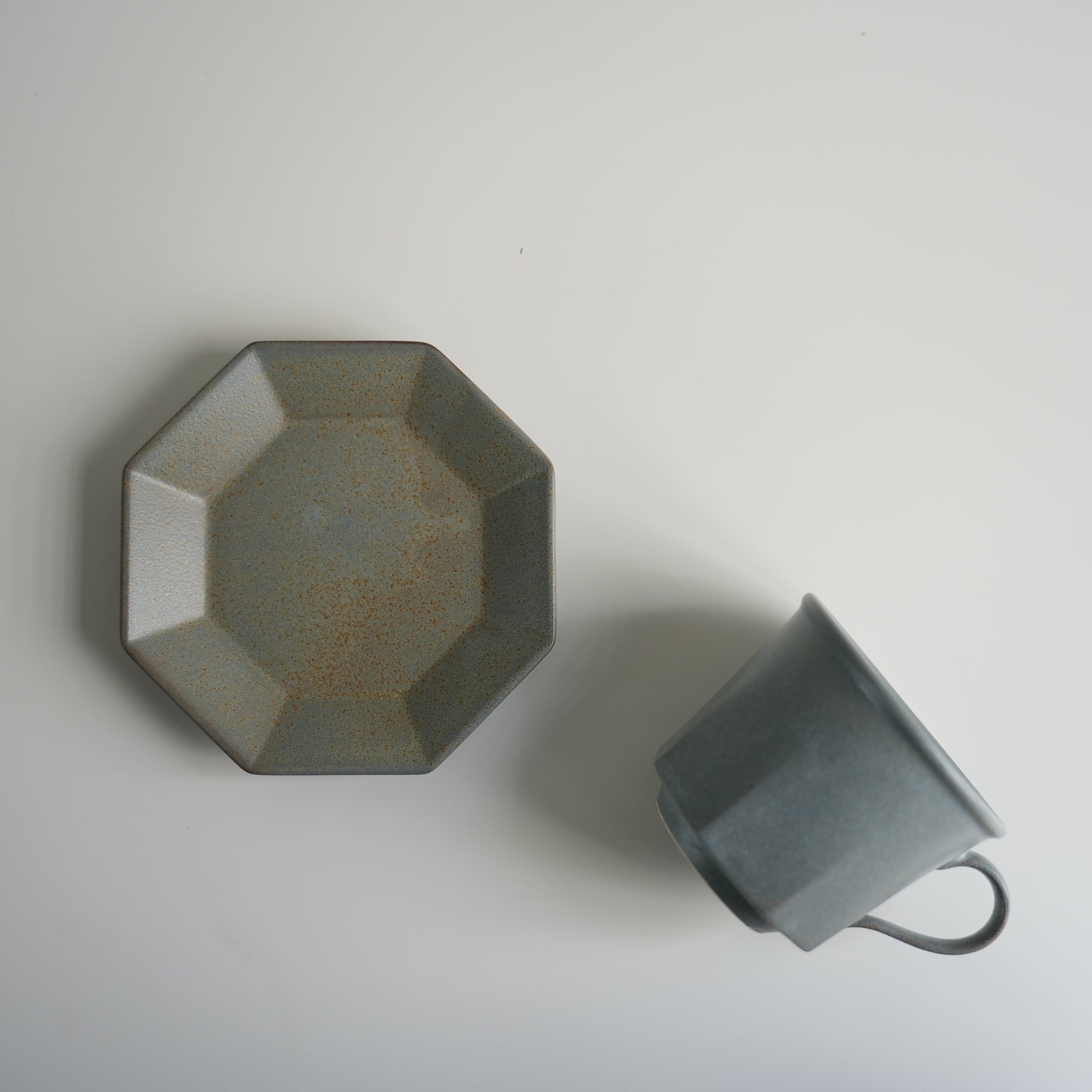 Ancient Pottery Cup & Saucer Gray