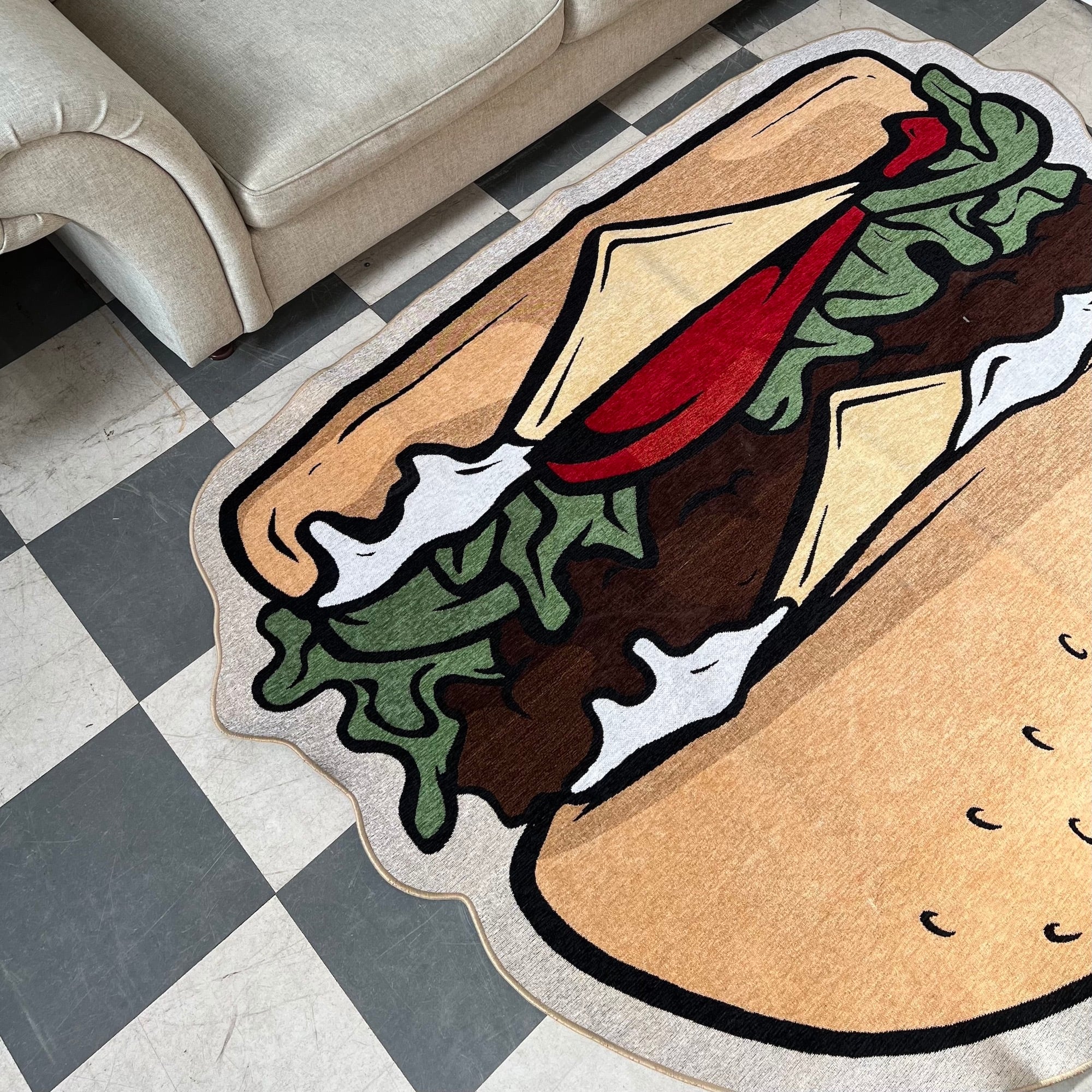 Motif Rug Mat Hamburger Large