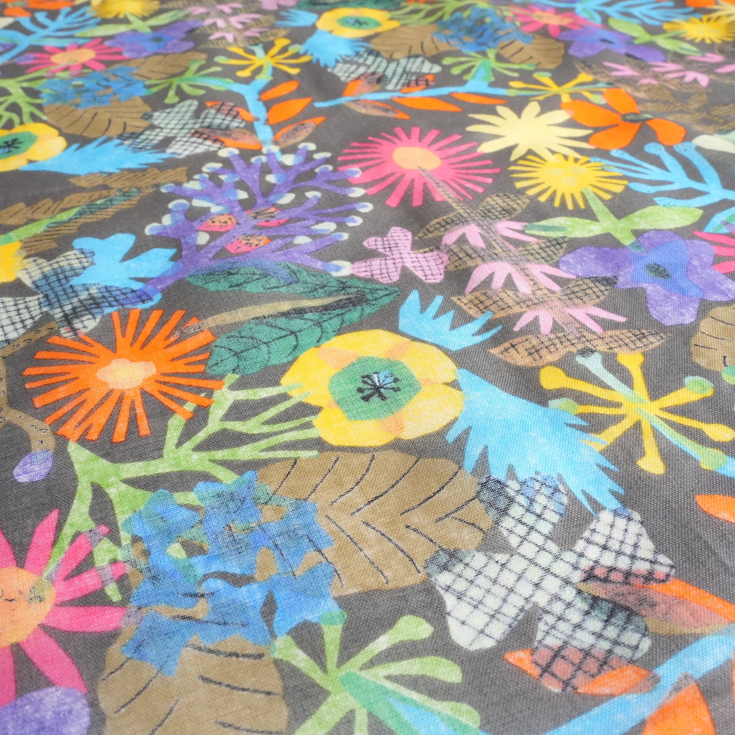 KODUE HIBINO Handkerchief FLOWERS Gray