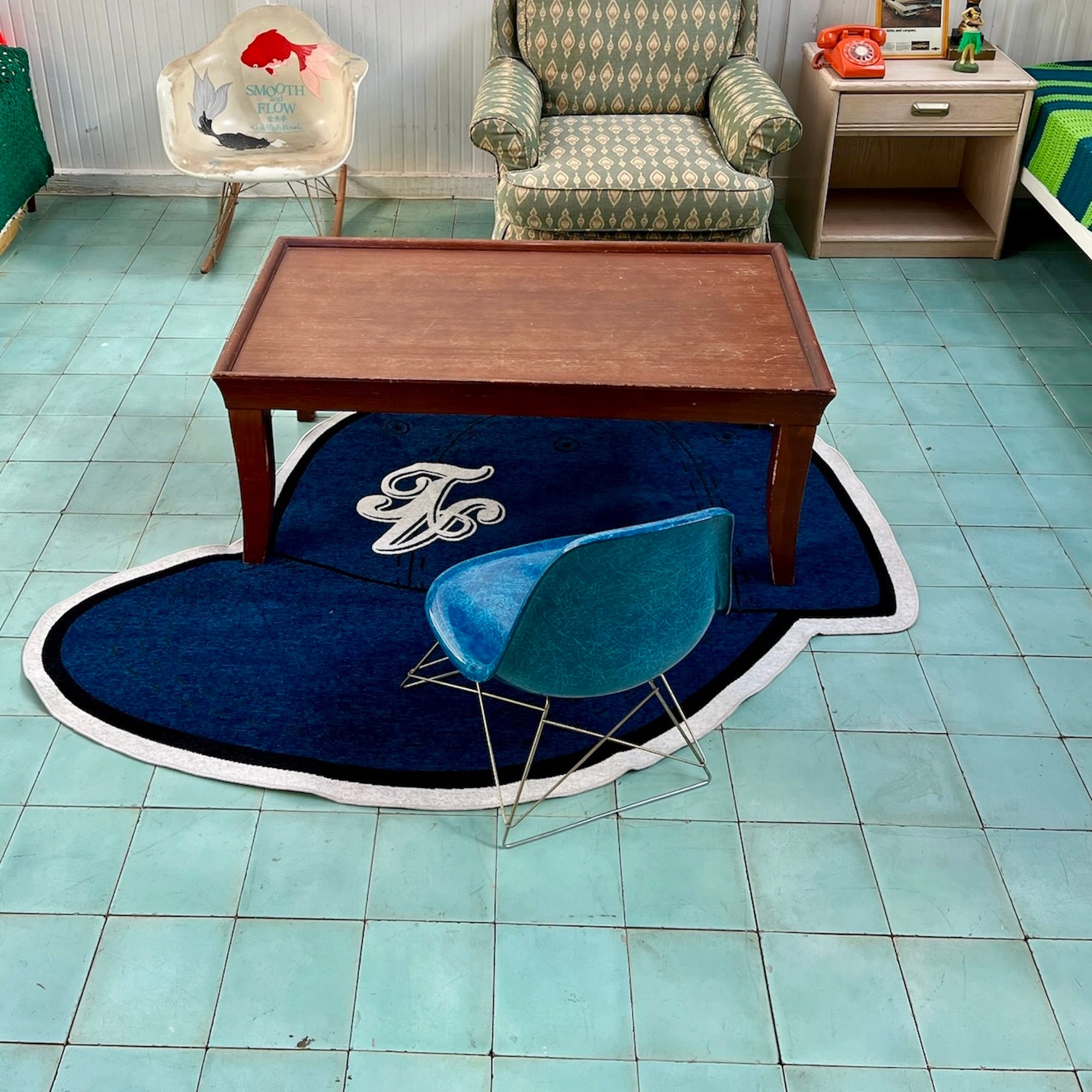 Motif Rug Mat Navy Cap