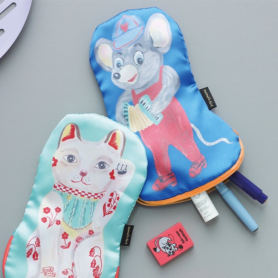 Nathalie Lete Satin pouch Lucky Cat