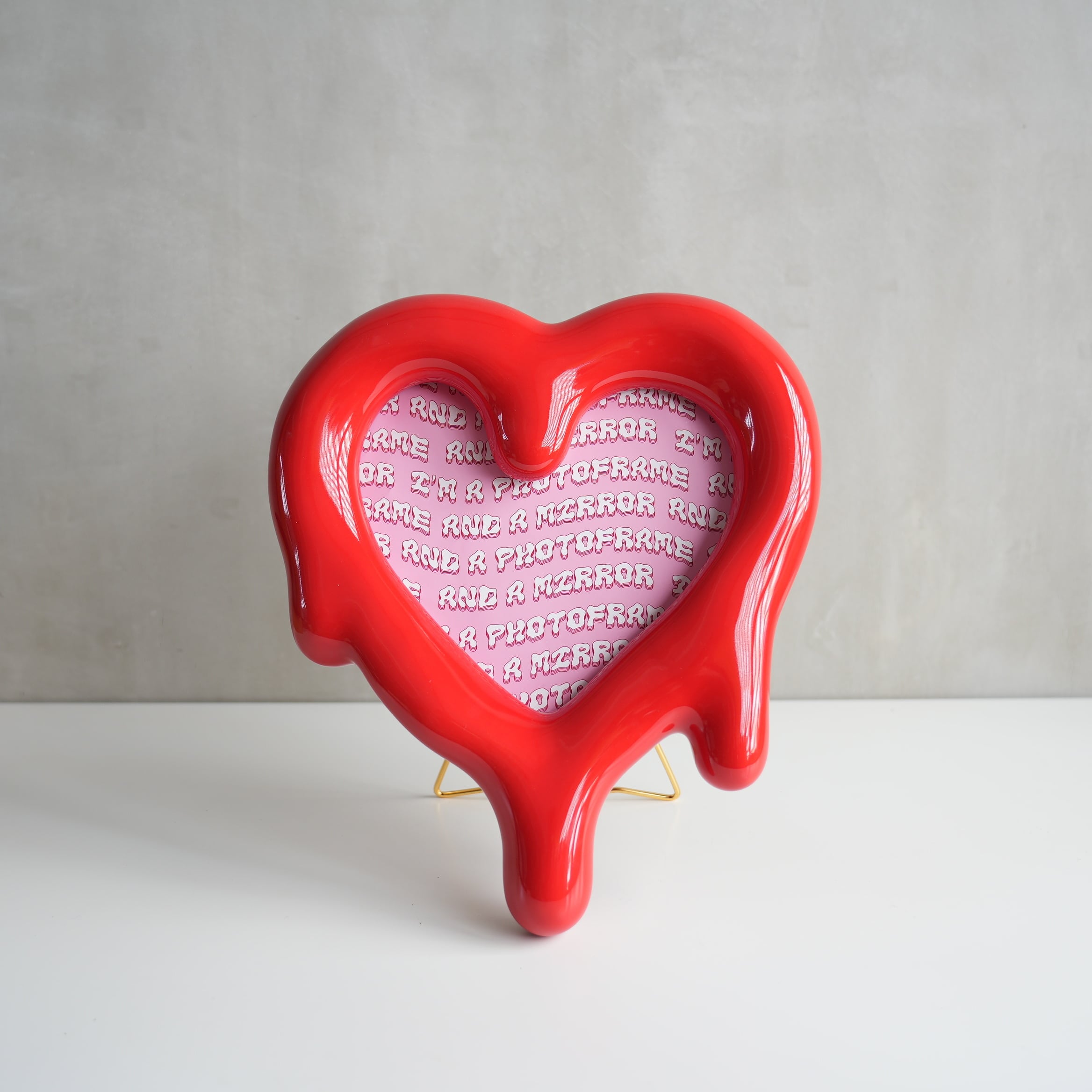 Melted Heart Red Mirror and Photo Frame
