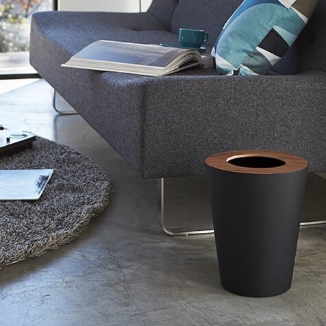 Trash Can, Round, Black