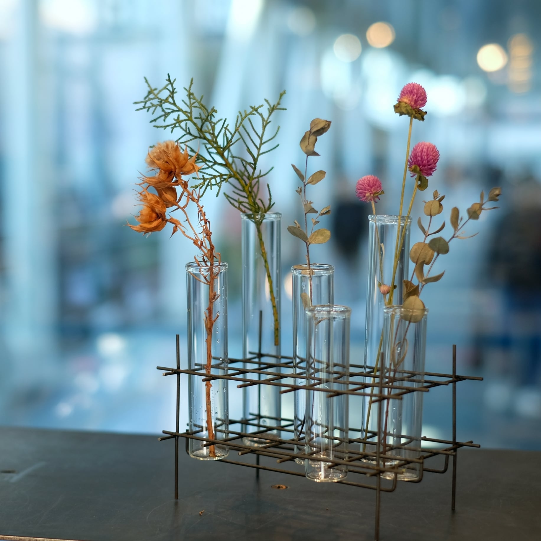 BIRD'S NEST S GLASS TEST TUBE VASE