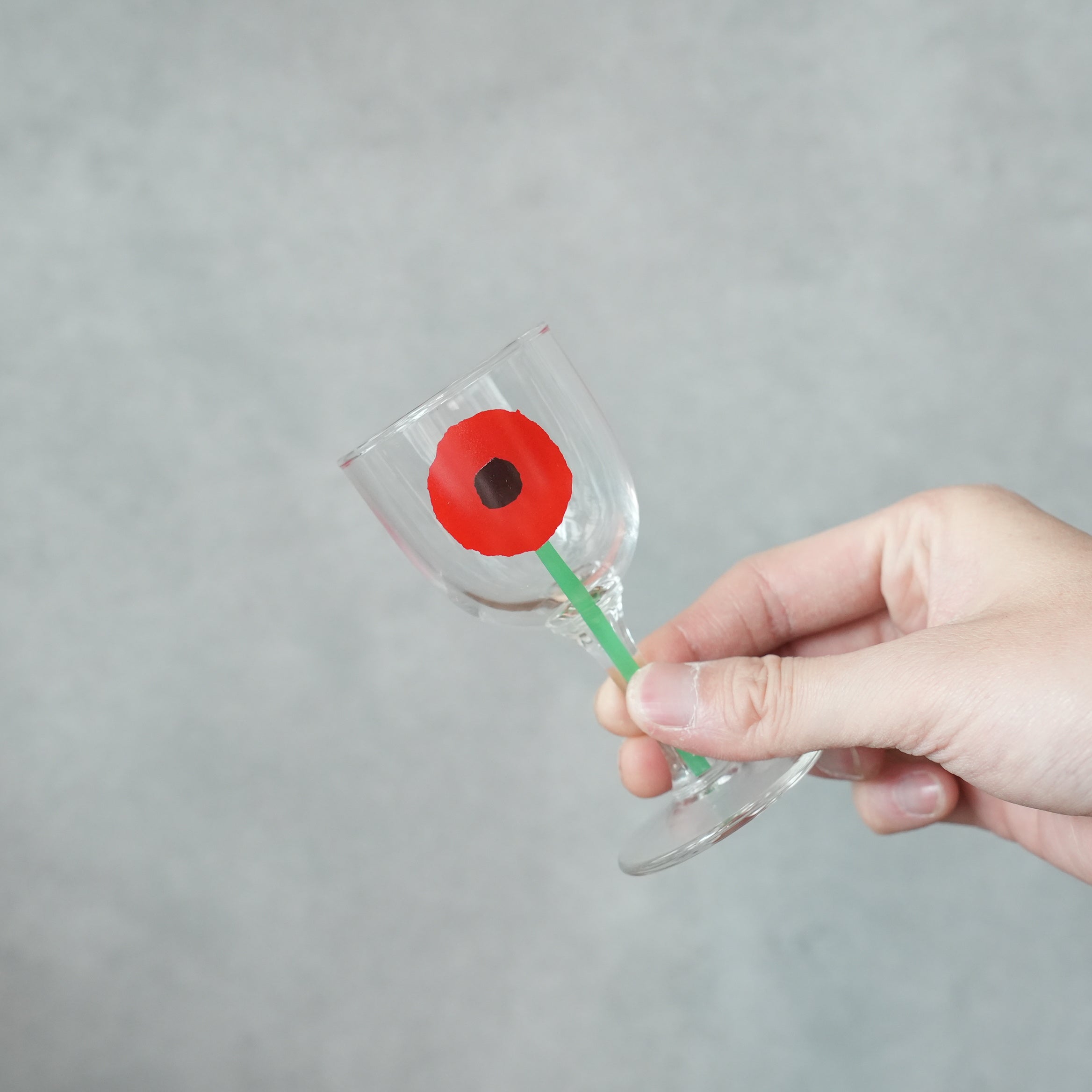 うそみたいなコップ ガーベラワイングラス ミニ あか