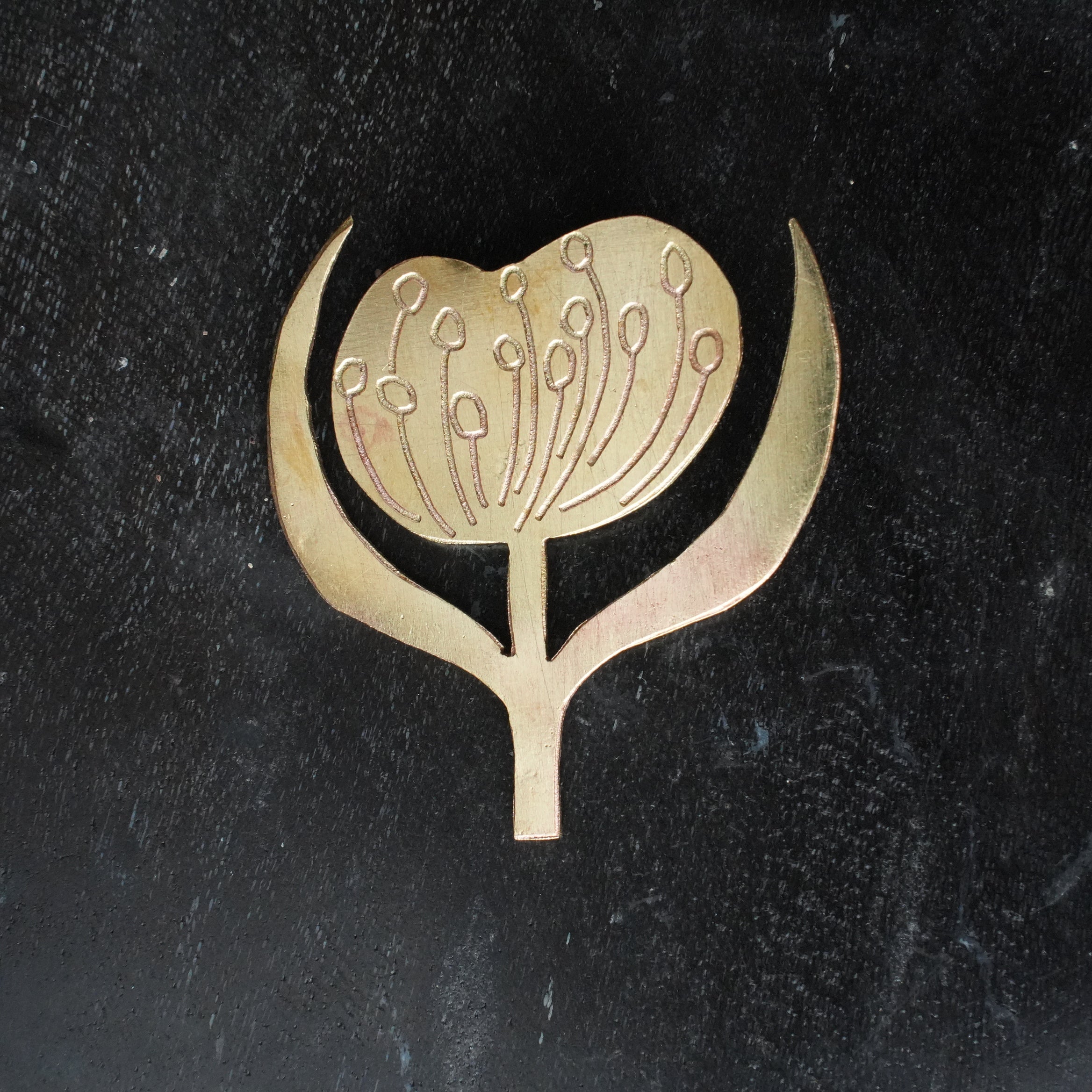 Matsuo Miyuki Brass Brooch