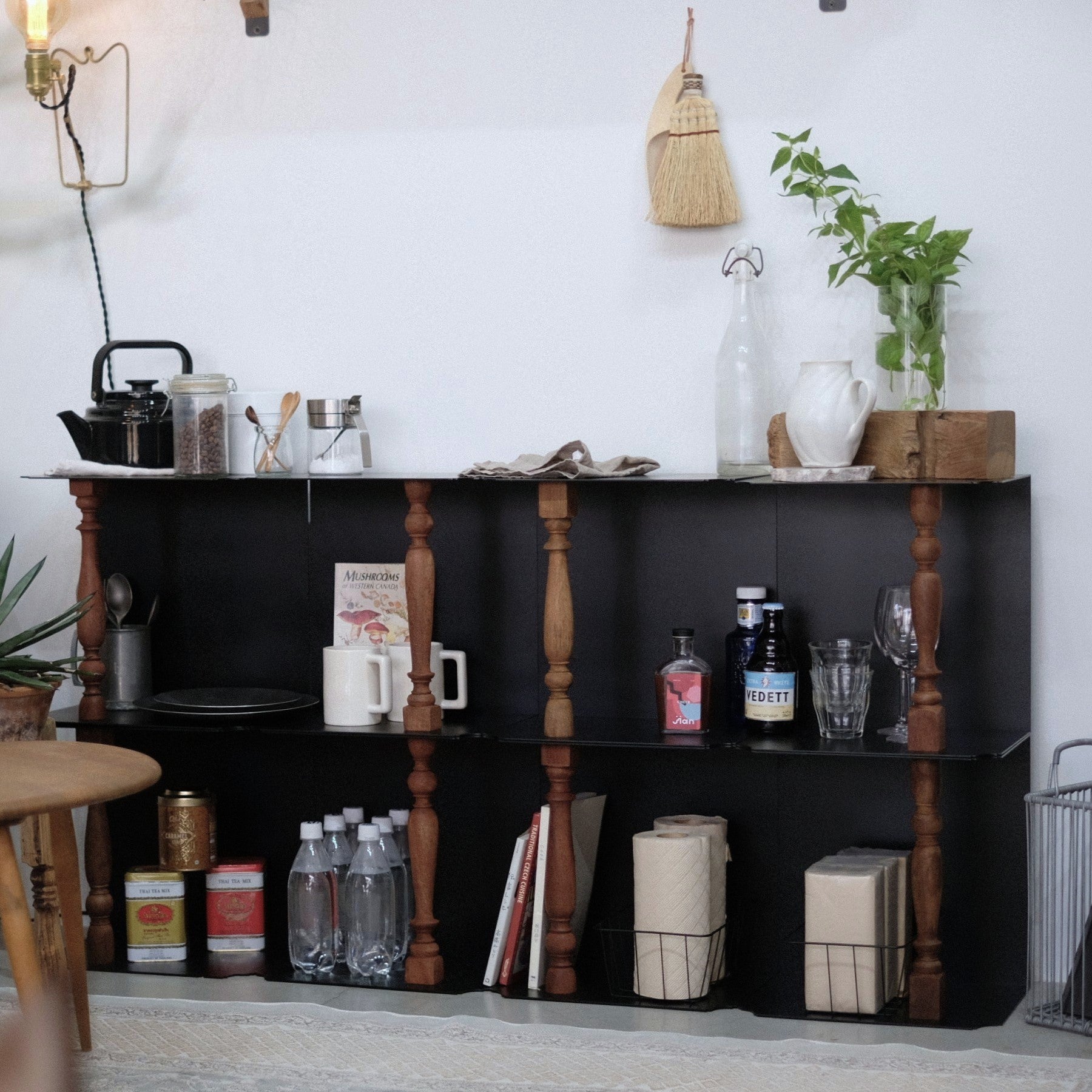 VONA wooden spindle BLOCK SHELF L