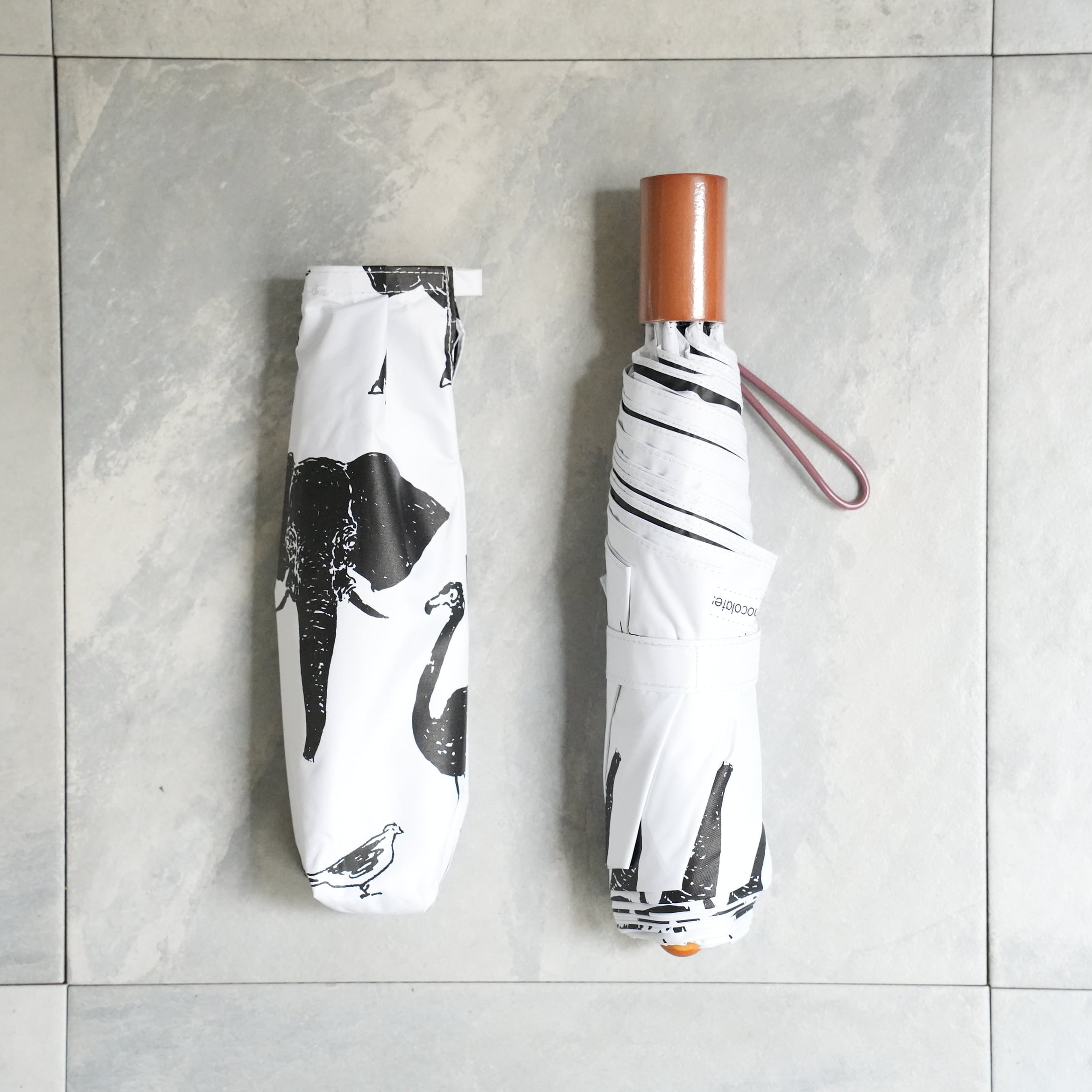 Sunshade Folding Umbrella Zoo White