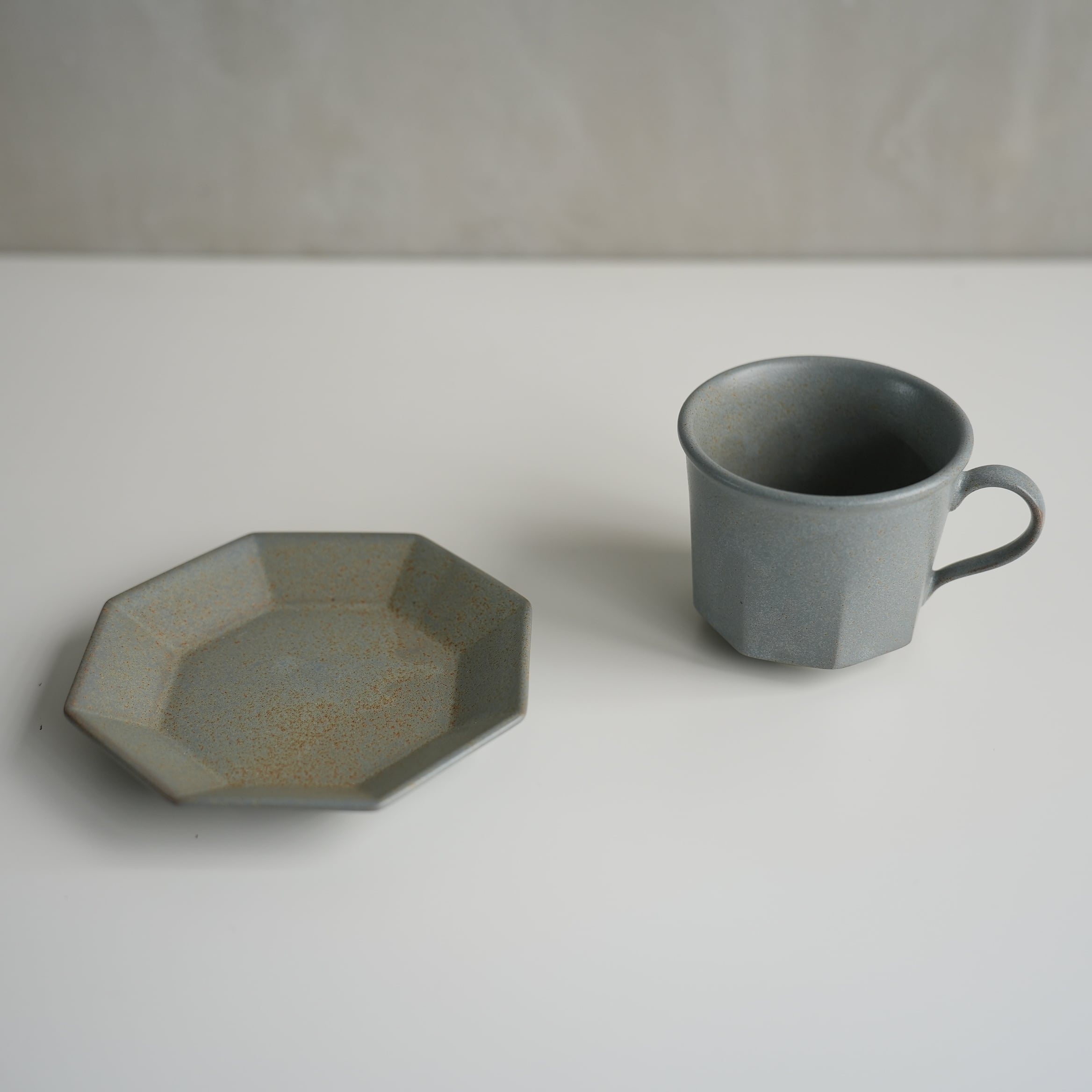 Ancient Pottery Cup & Saucer Gray