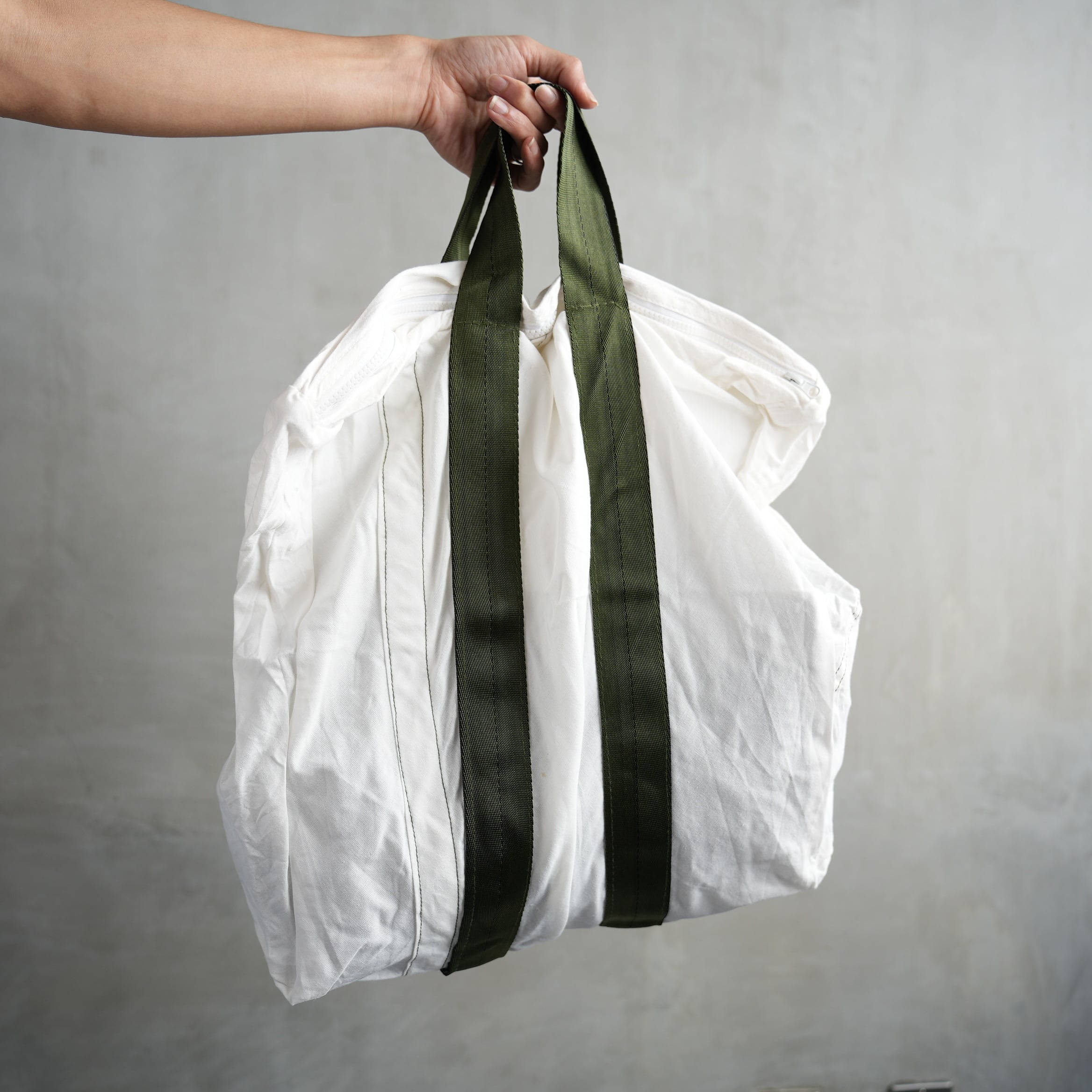 Vintage Parachute Tote Bag Green Belt