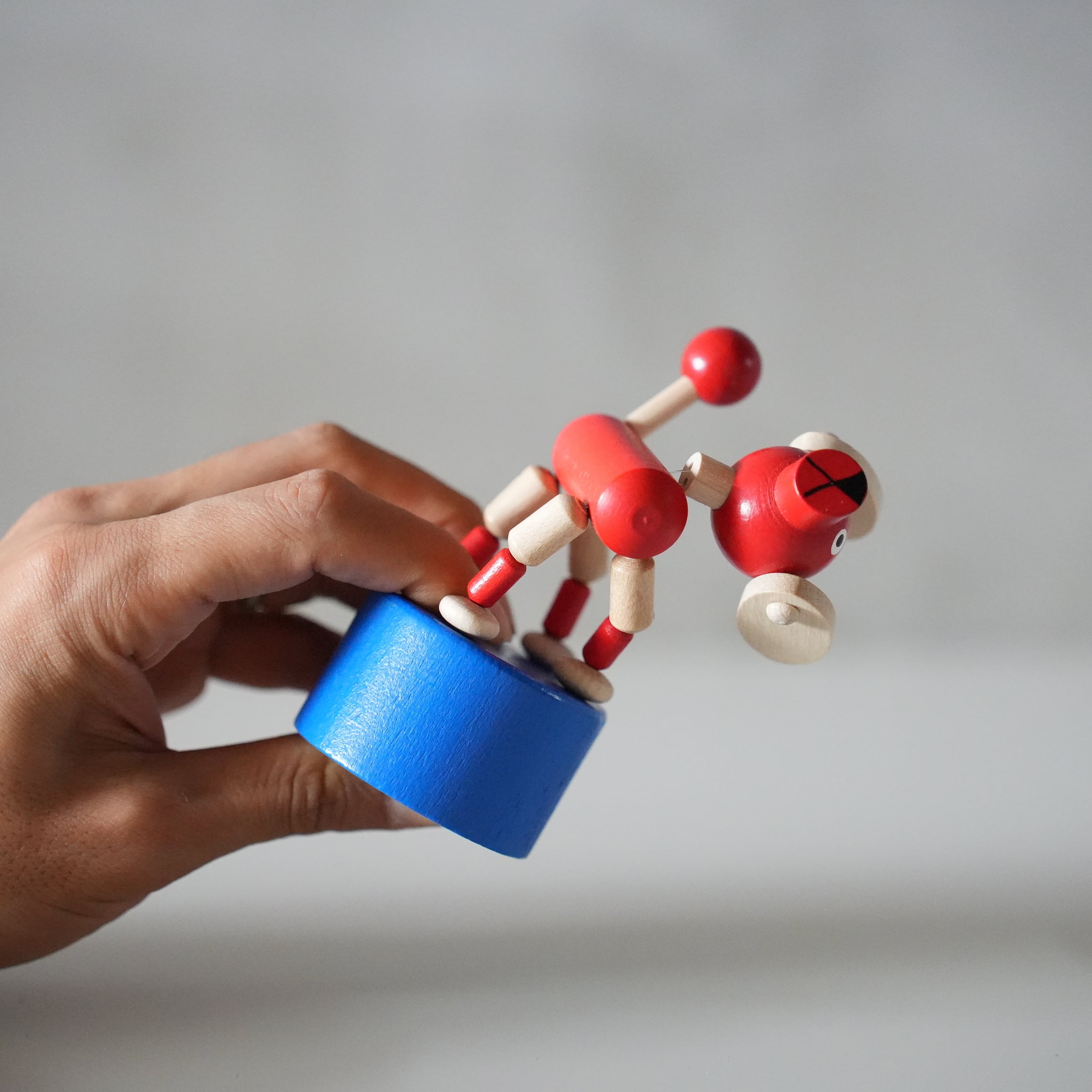 DETOA Wooden Push Up Toy Dog
