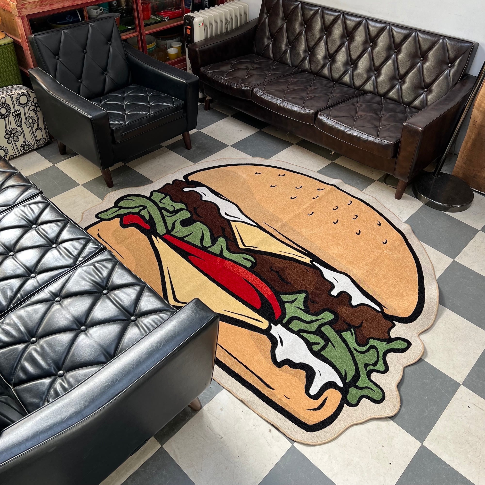 Motif Rug Mat Hamburger Large