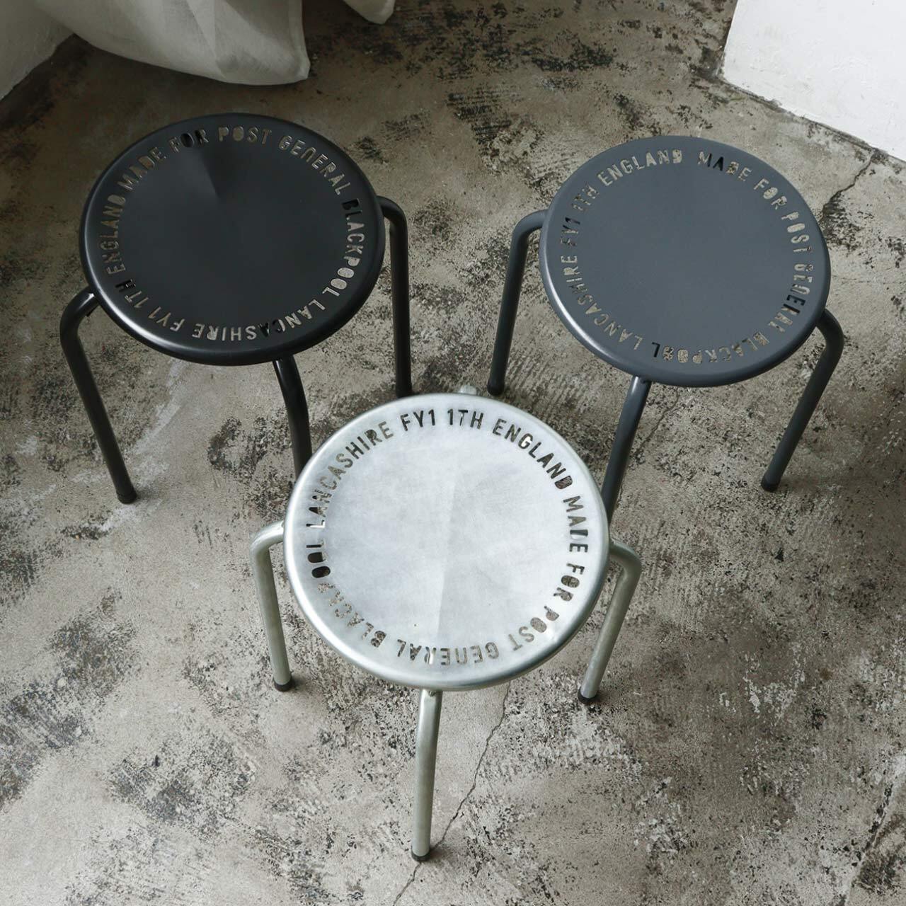 STACKABLE METAL STOOL　BK