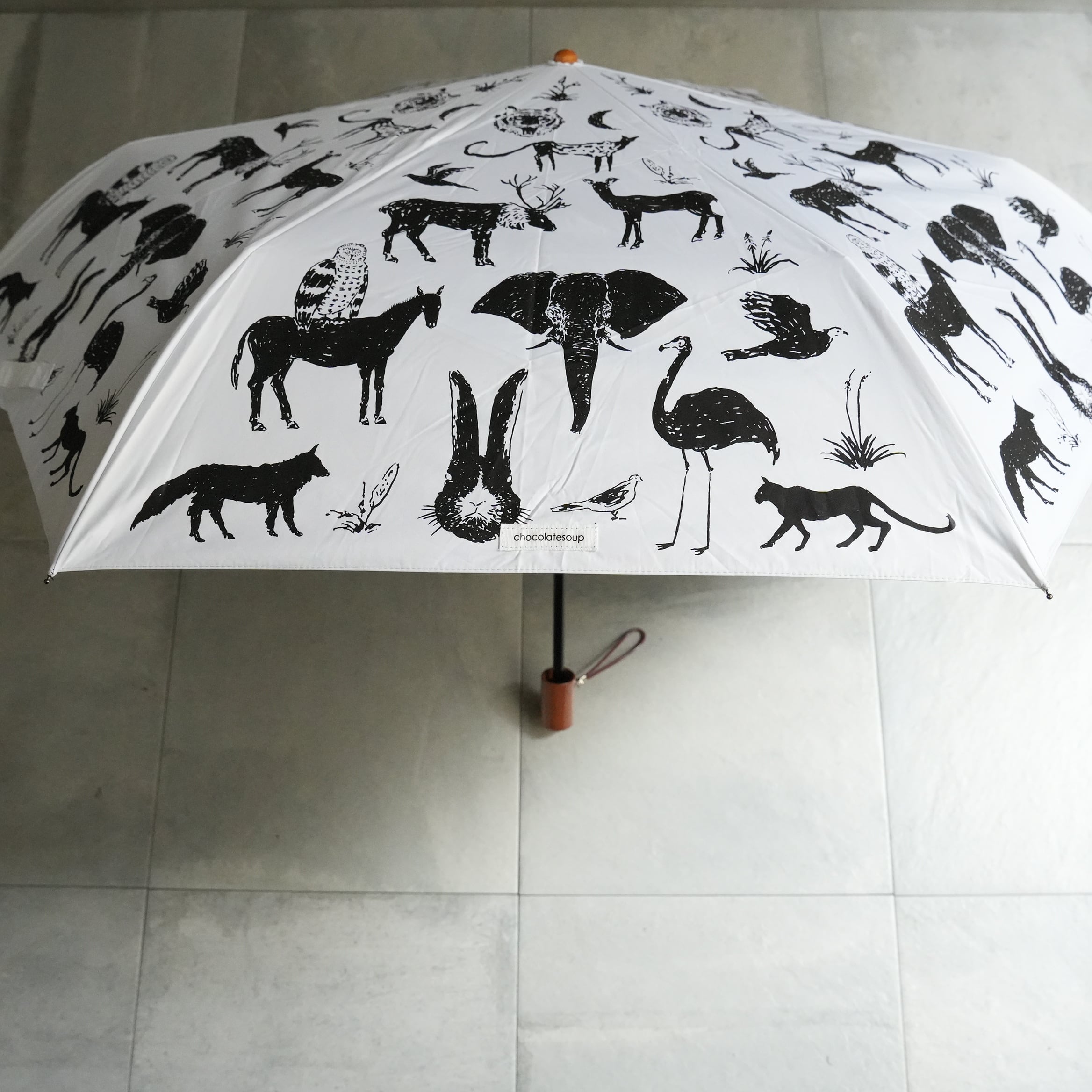 Sunshade Folding Umbrella  Zoo　White