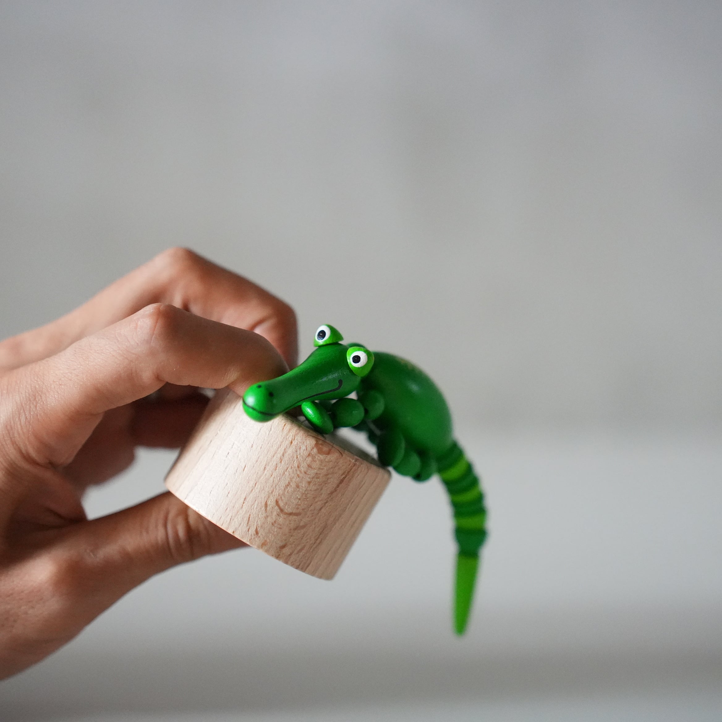 DETOA Wooden Push Up Toy　Alligator