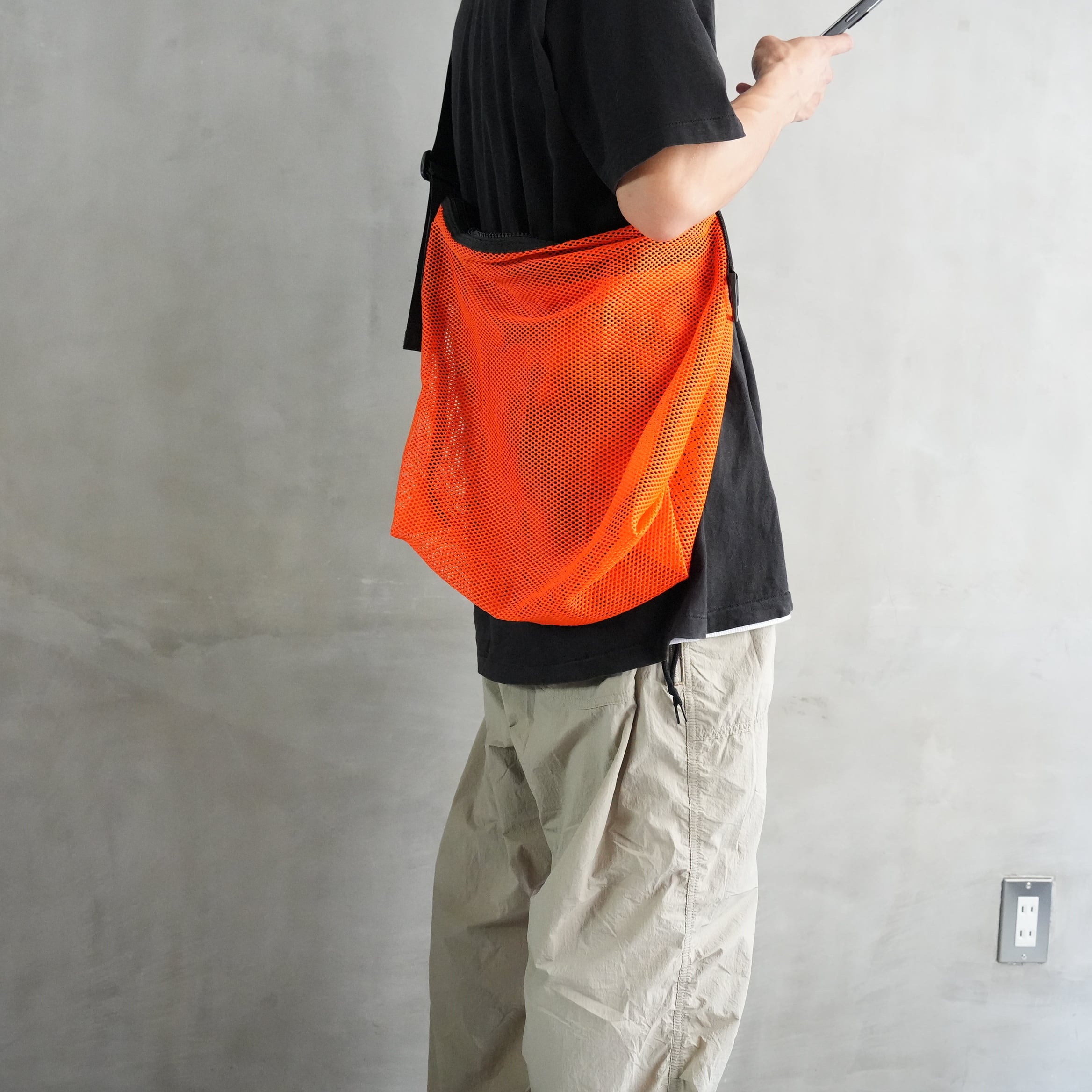 Brick / Mesh Zip Shoulder Bag　Orange