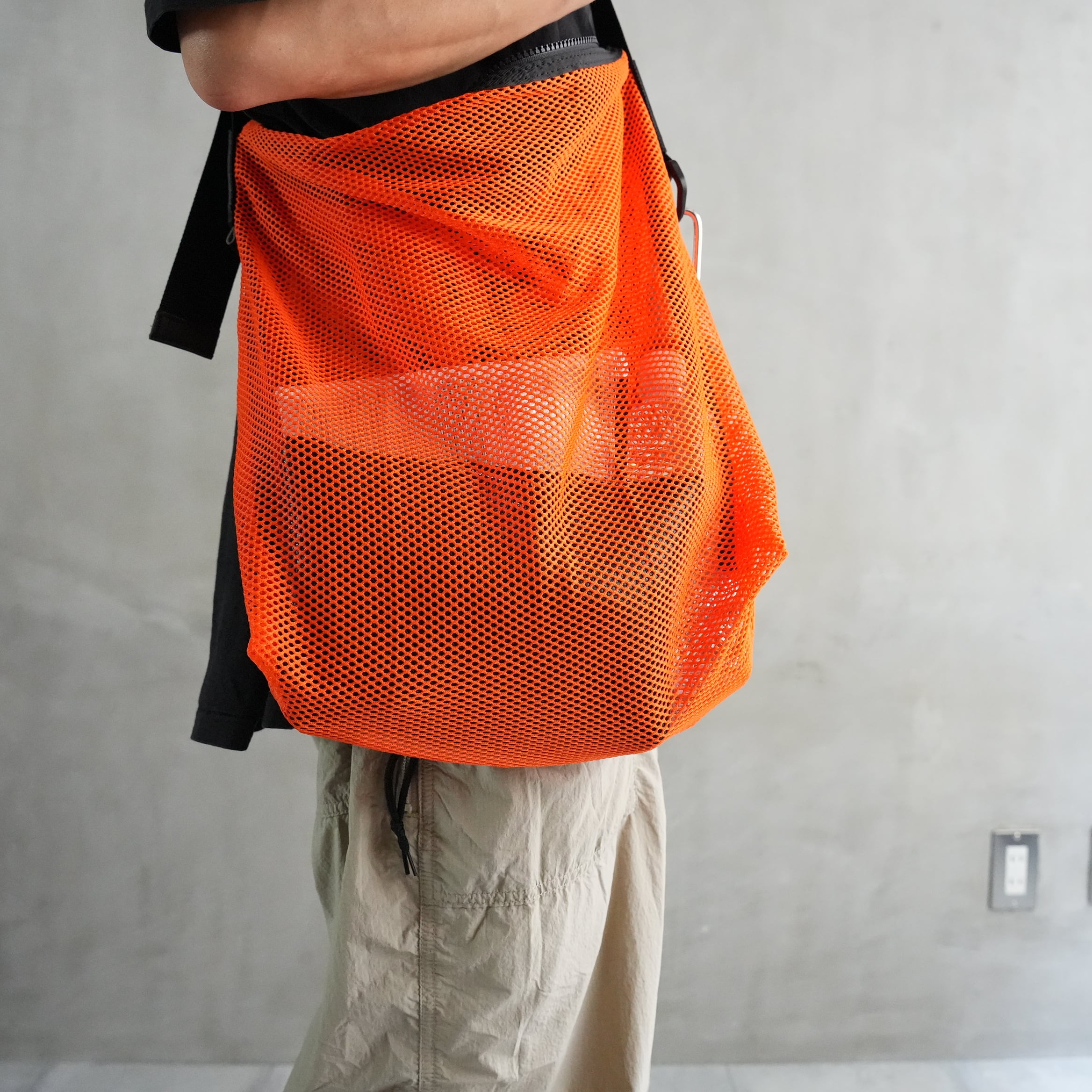 Brick / Mesh Zip Shoulder Bag　Orange