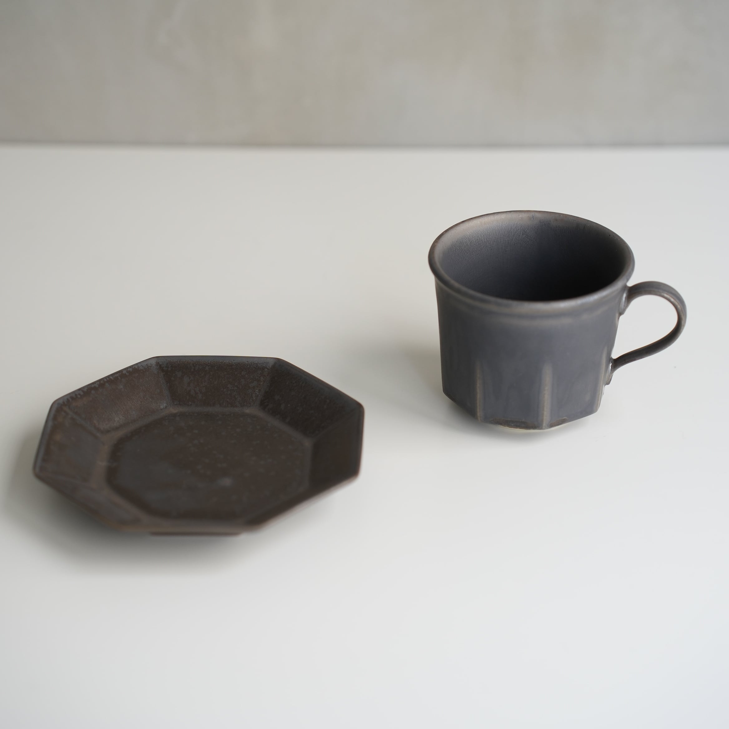 Ancient Pottery Cup &amp; Saucer Brass