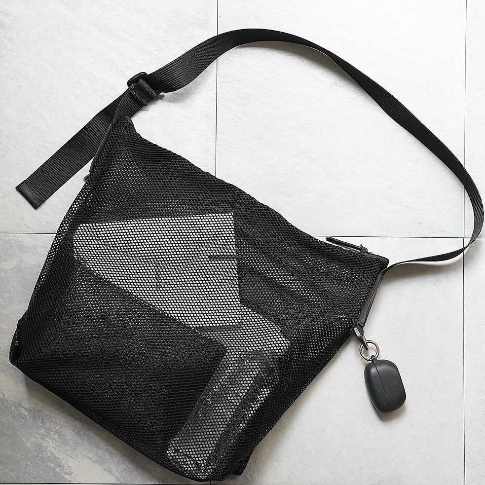 Brick / Mesh Zip Shoulder Bag　Black