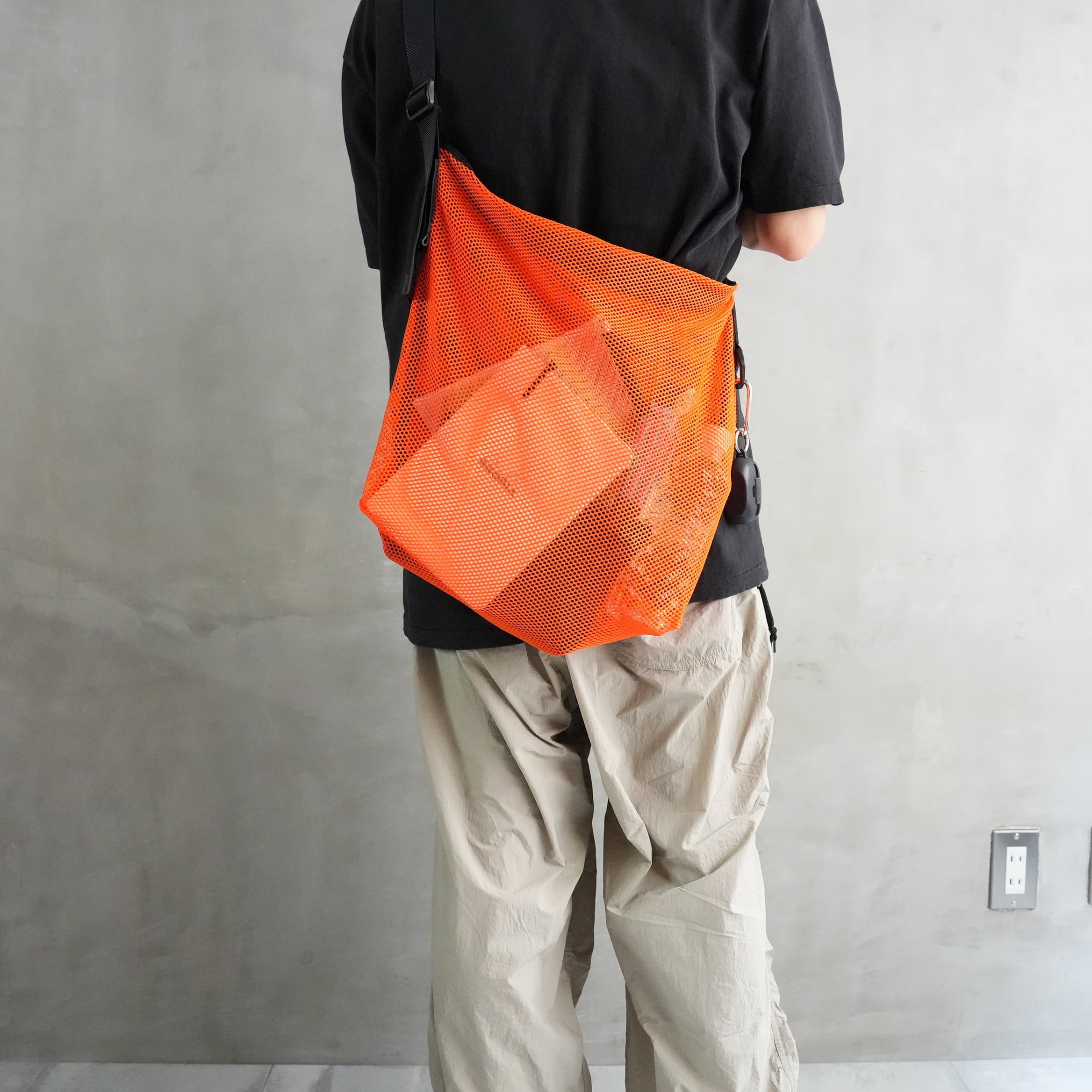 Brick / Mesh Zip Shoulder Bag　Orange