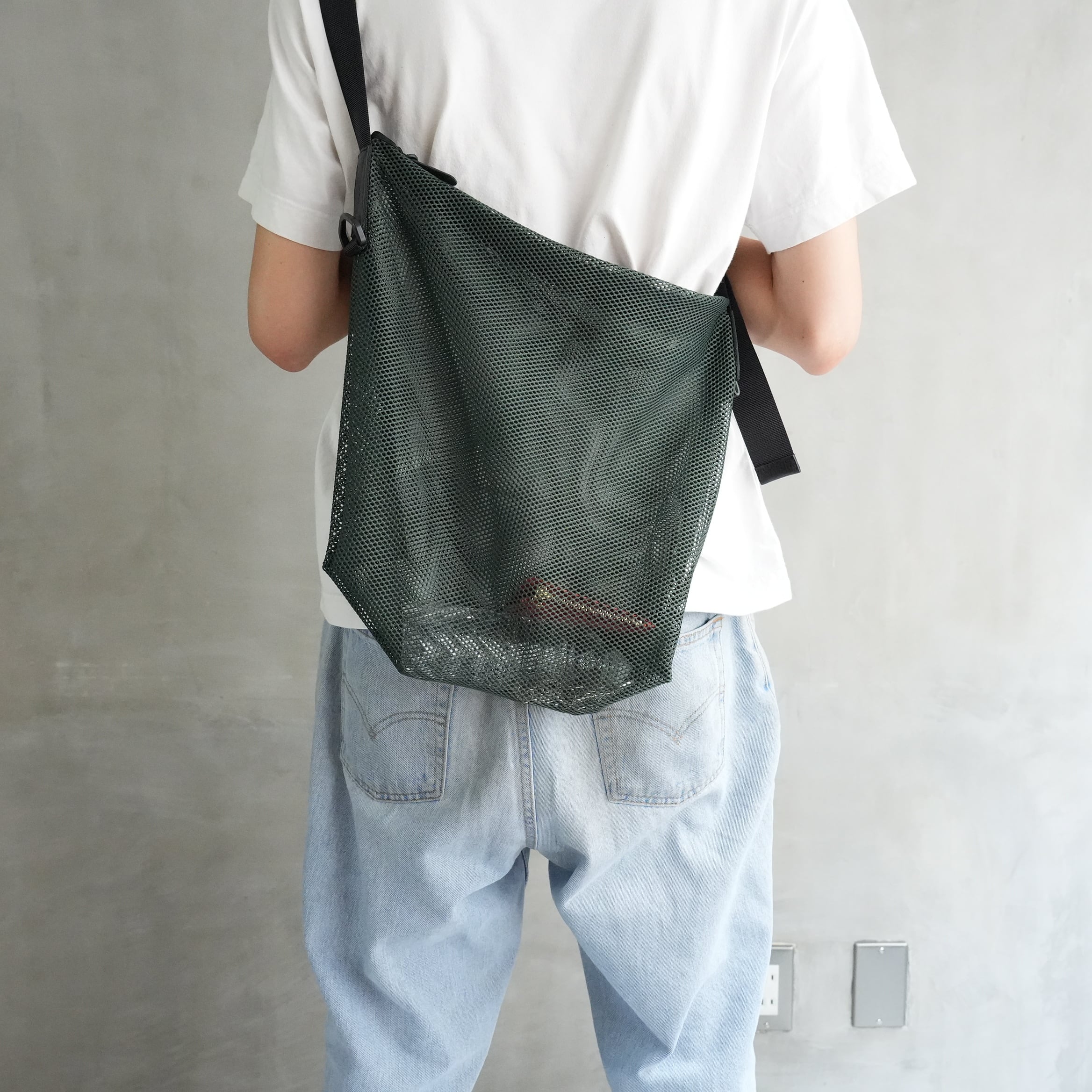 Brick / Mesh Zip Shoulder Bag　Green