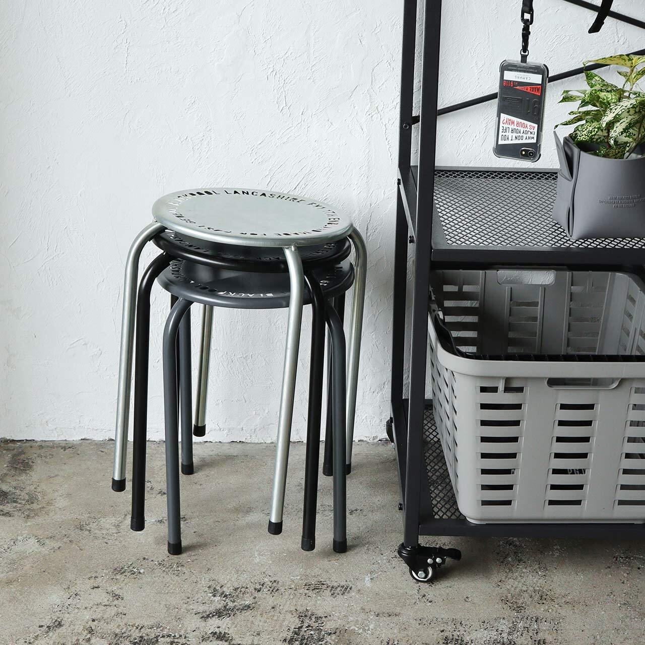 STACKABLE METAL STOOL　BK