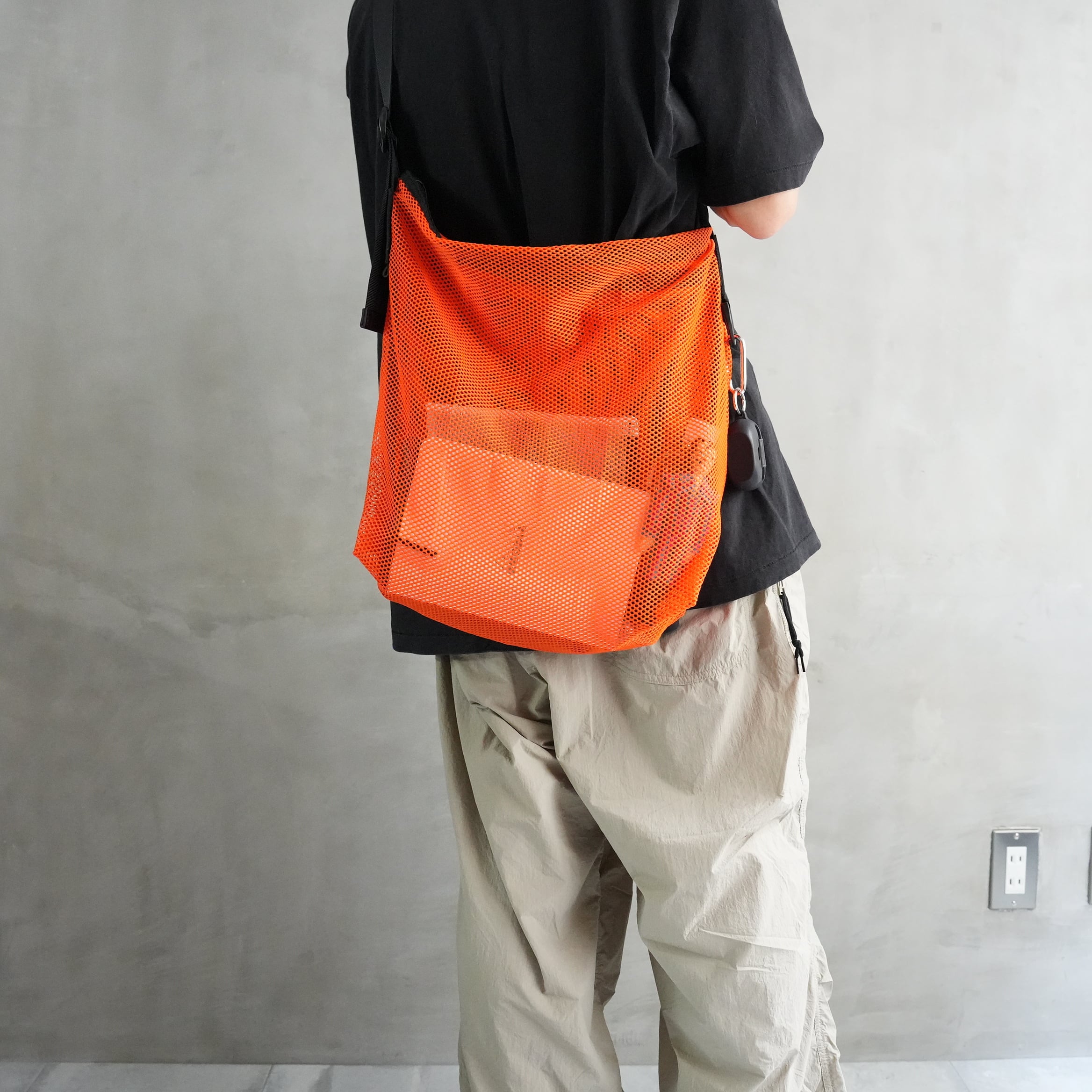 Brick / Mesh Zip Shoulder Bag　Orange