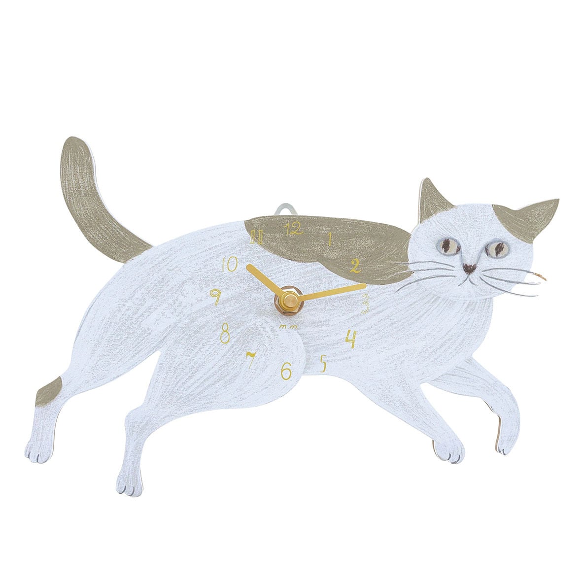 M.M Diecut Clock　Beige Cat