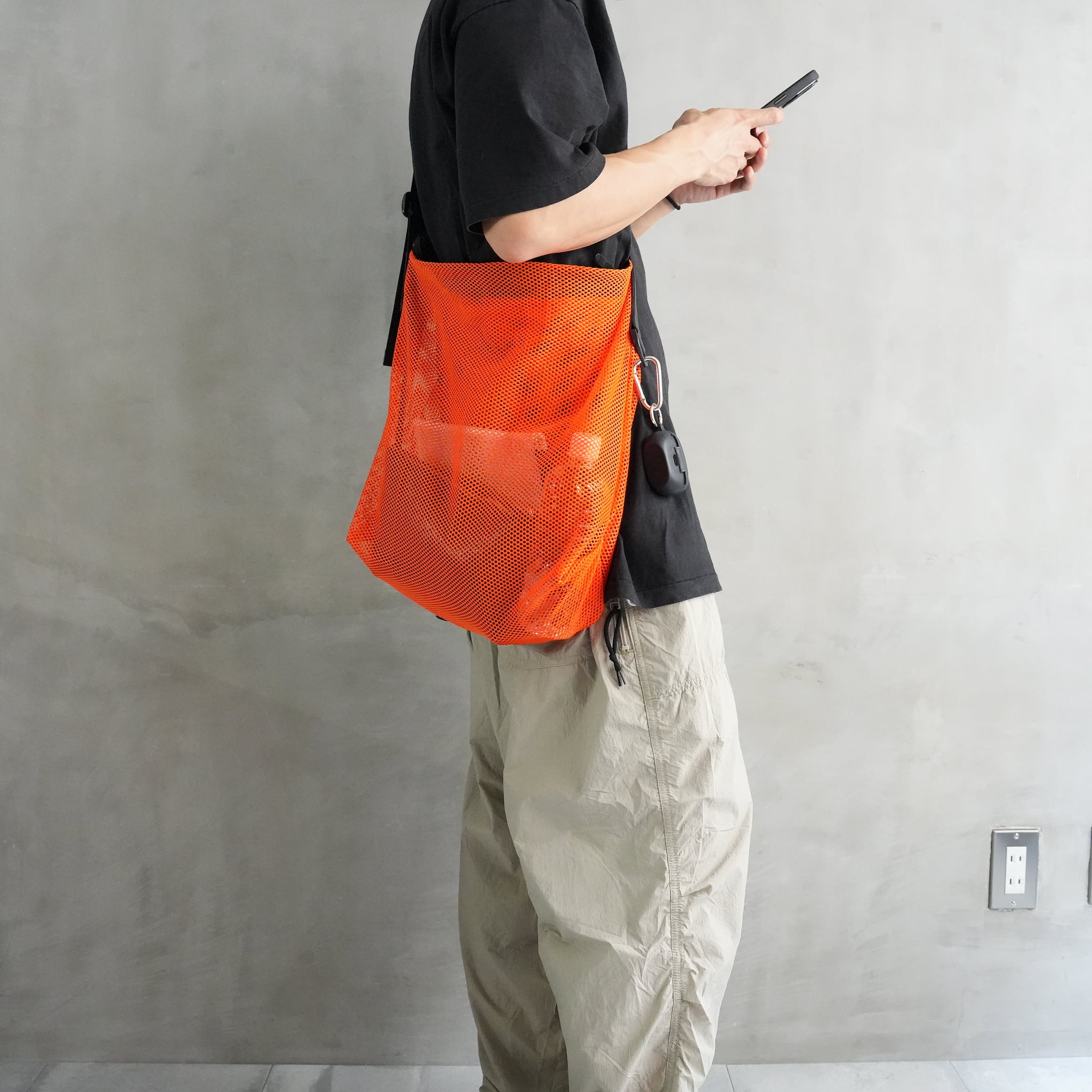 Brick / Mesh Zip Shoulder Bag　Orange