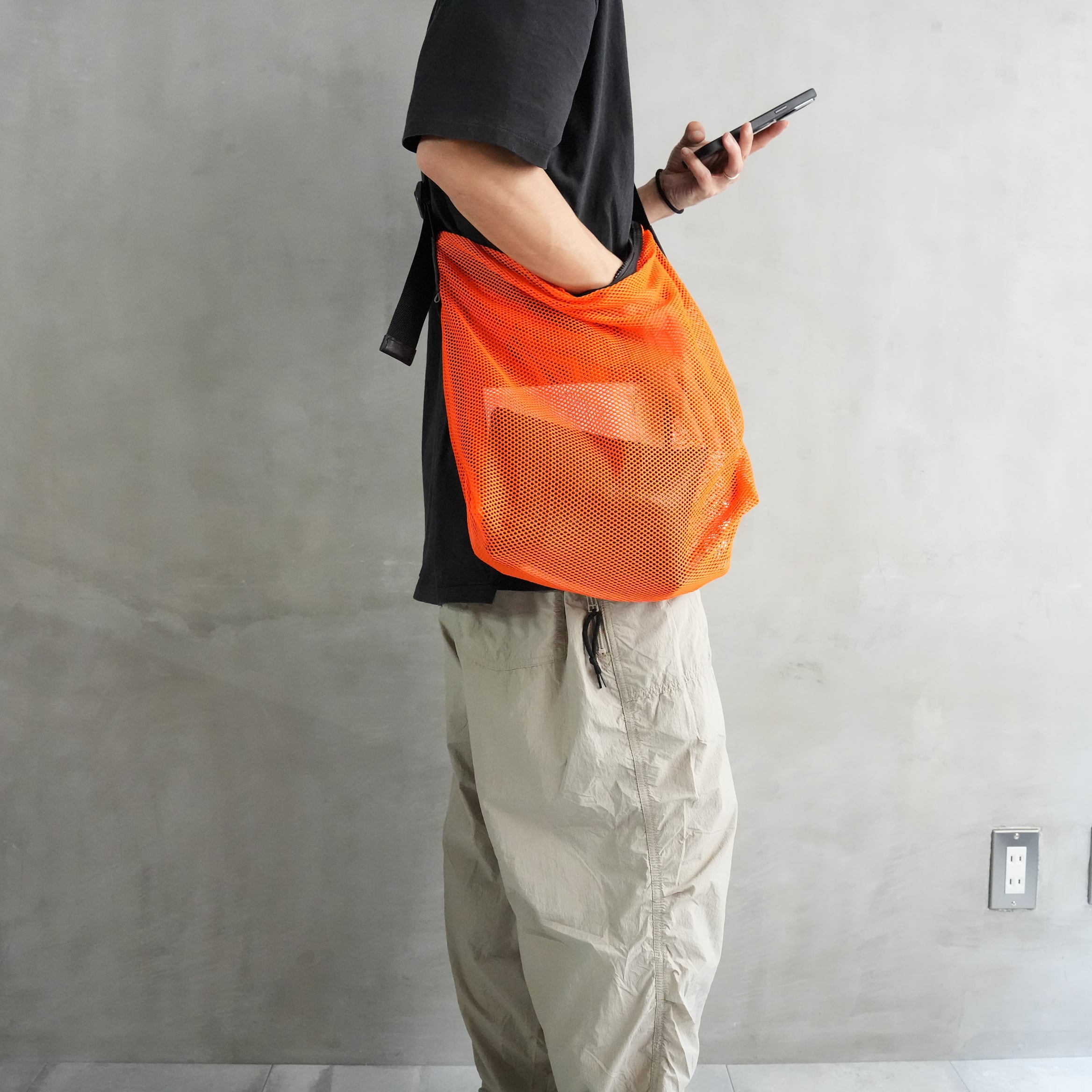 Brick / Mesh Zip Shoulder Bag　Orange