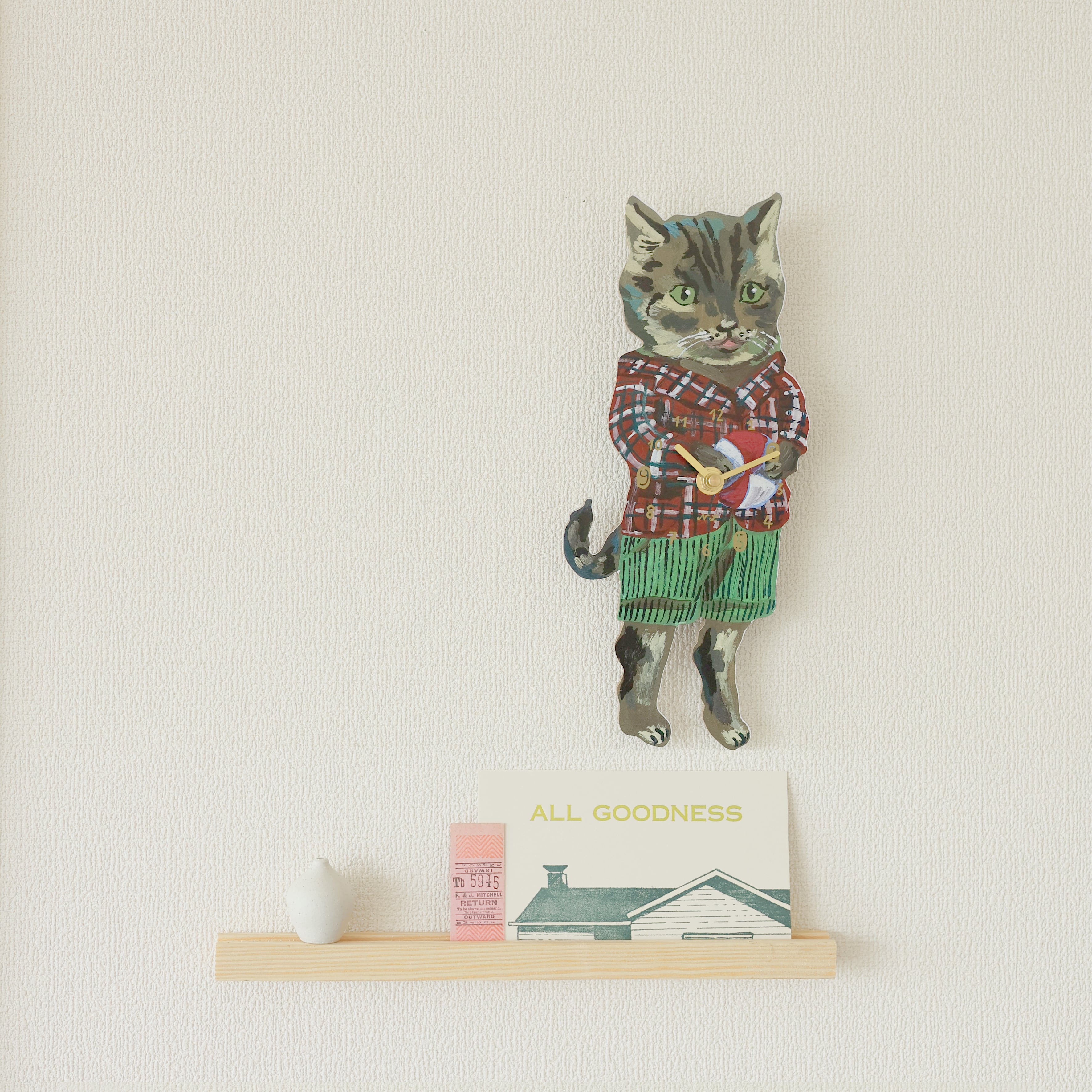 Nathalie Lete Diecut Clock　Tabby Cat