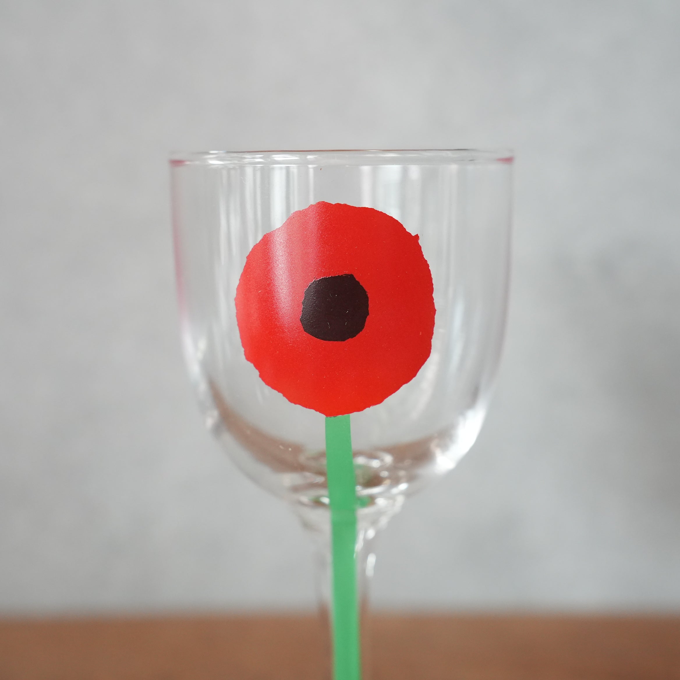 うそみたいなコップ　ガーベラワイングラス　ミニ　あか