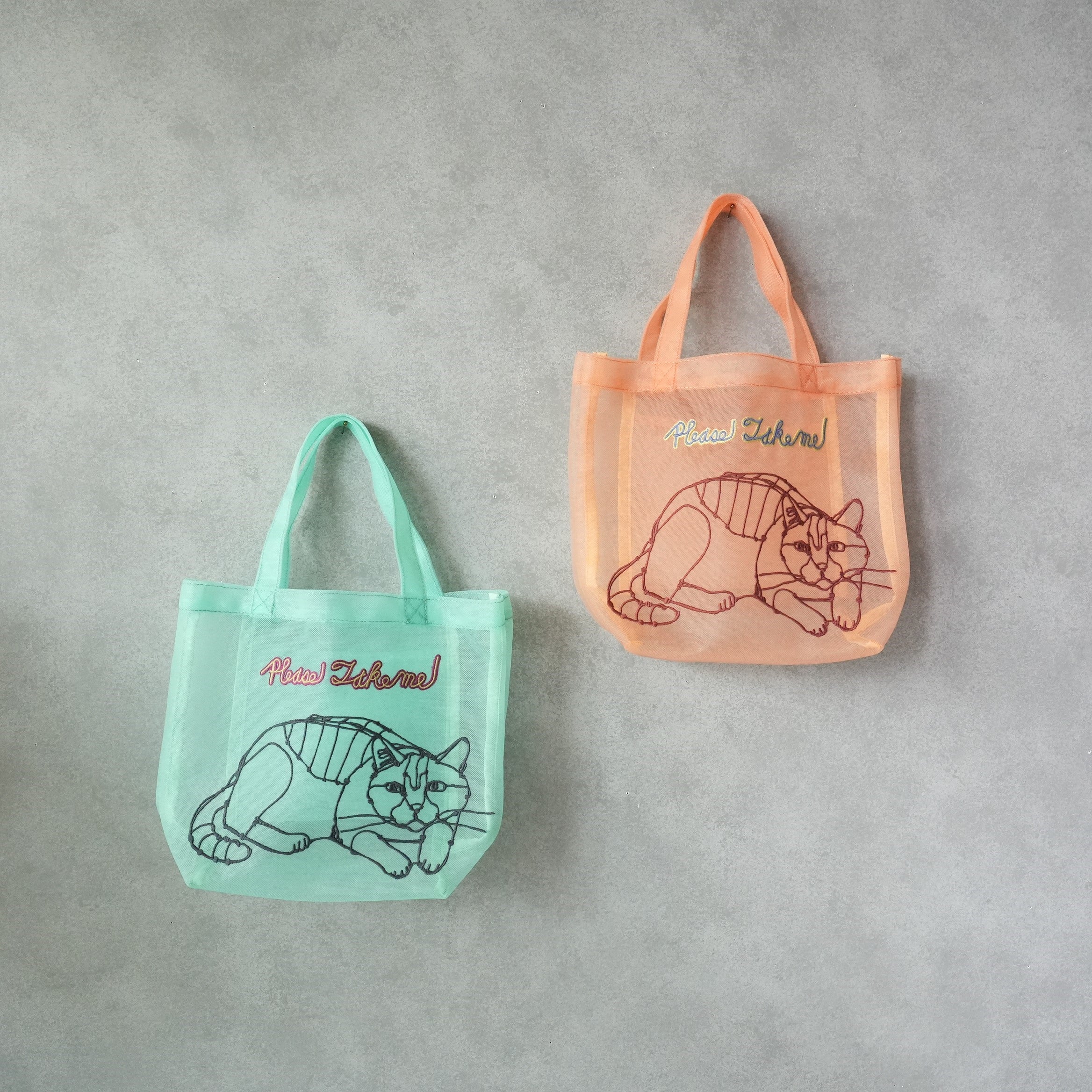 HAyU 刺繍メッシュミニトート