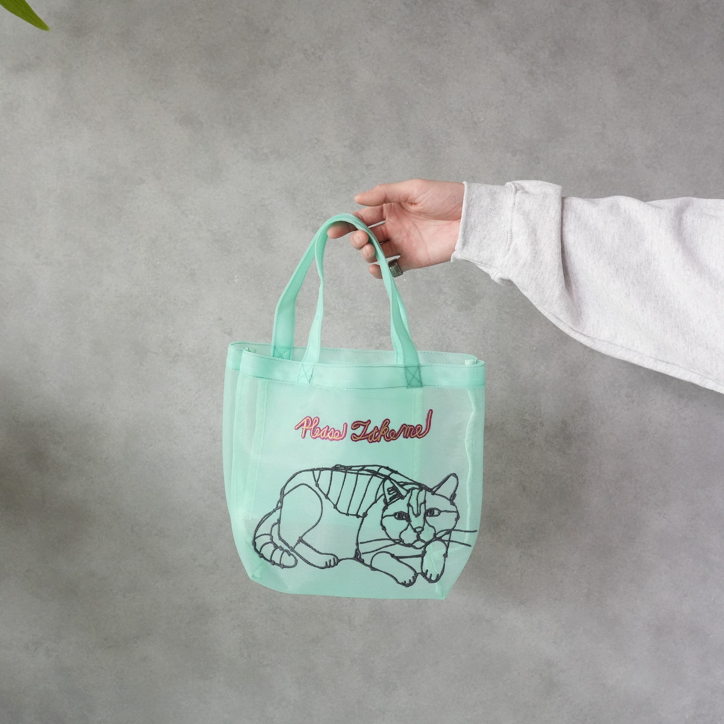 HAyU Embroidered Mesh Mini Tote