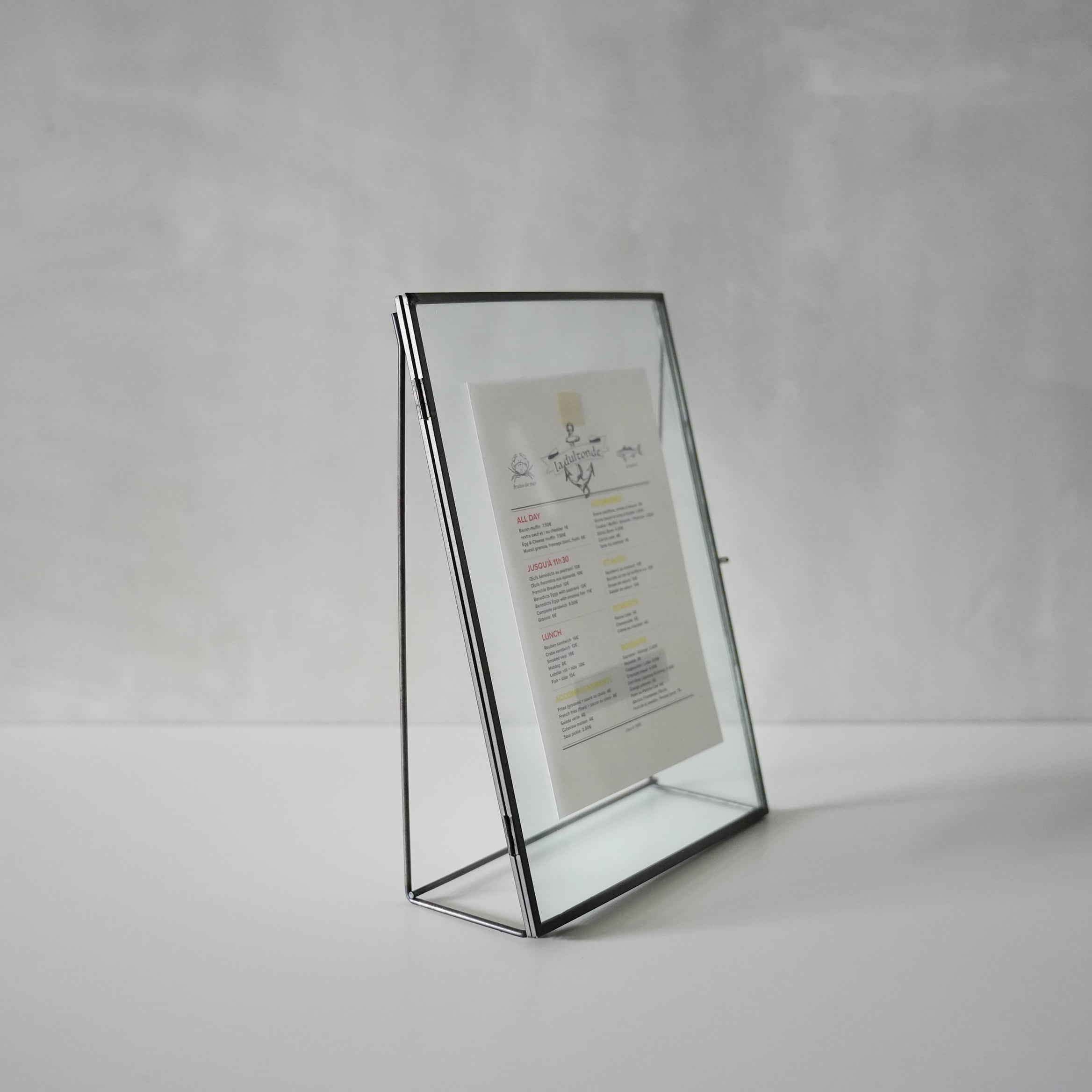 TABLE DOUBLE GLASS FRAME STAND A4