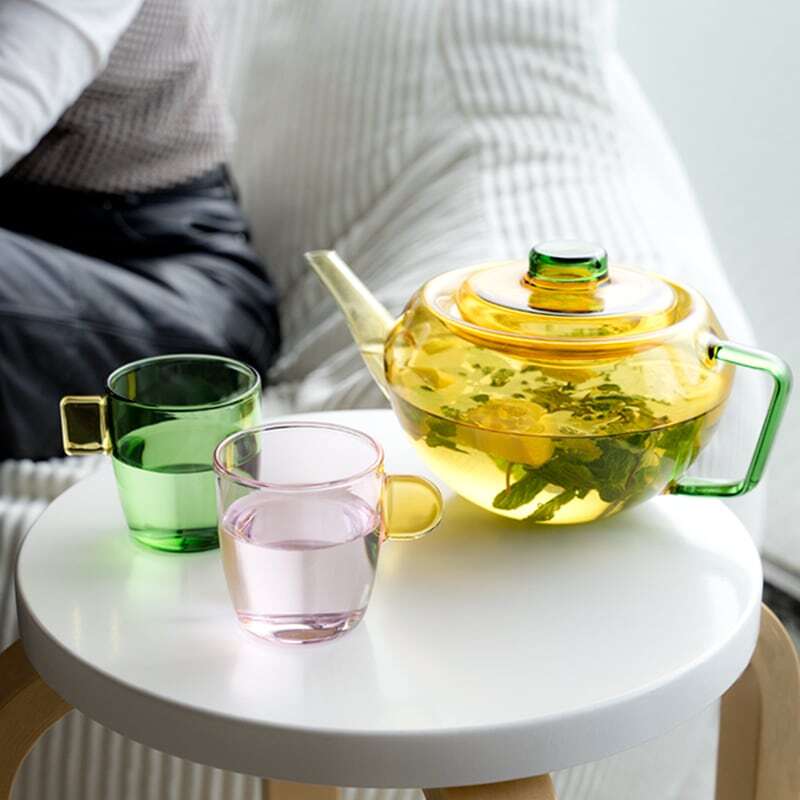 TWO TONE GLASS TEA POT