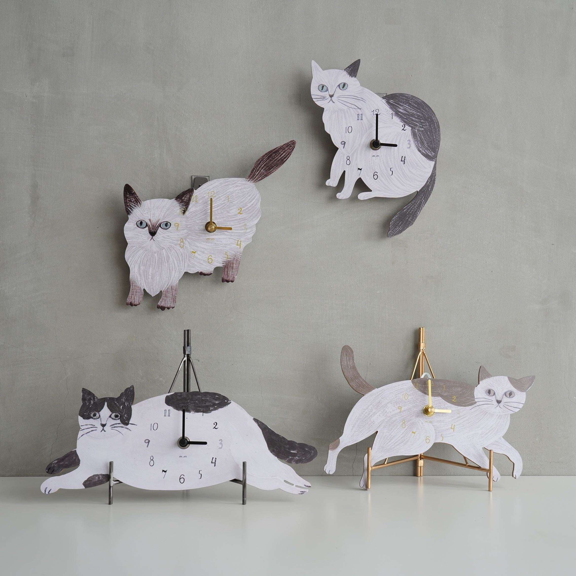 M.M Diecut Clock　Gray Cat