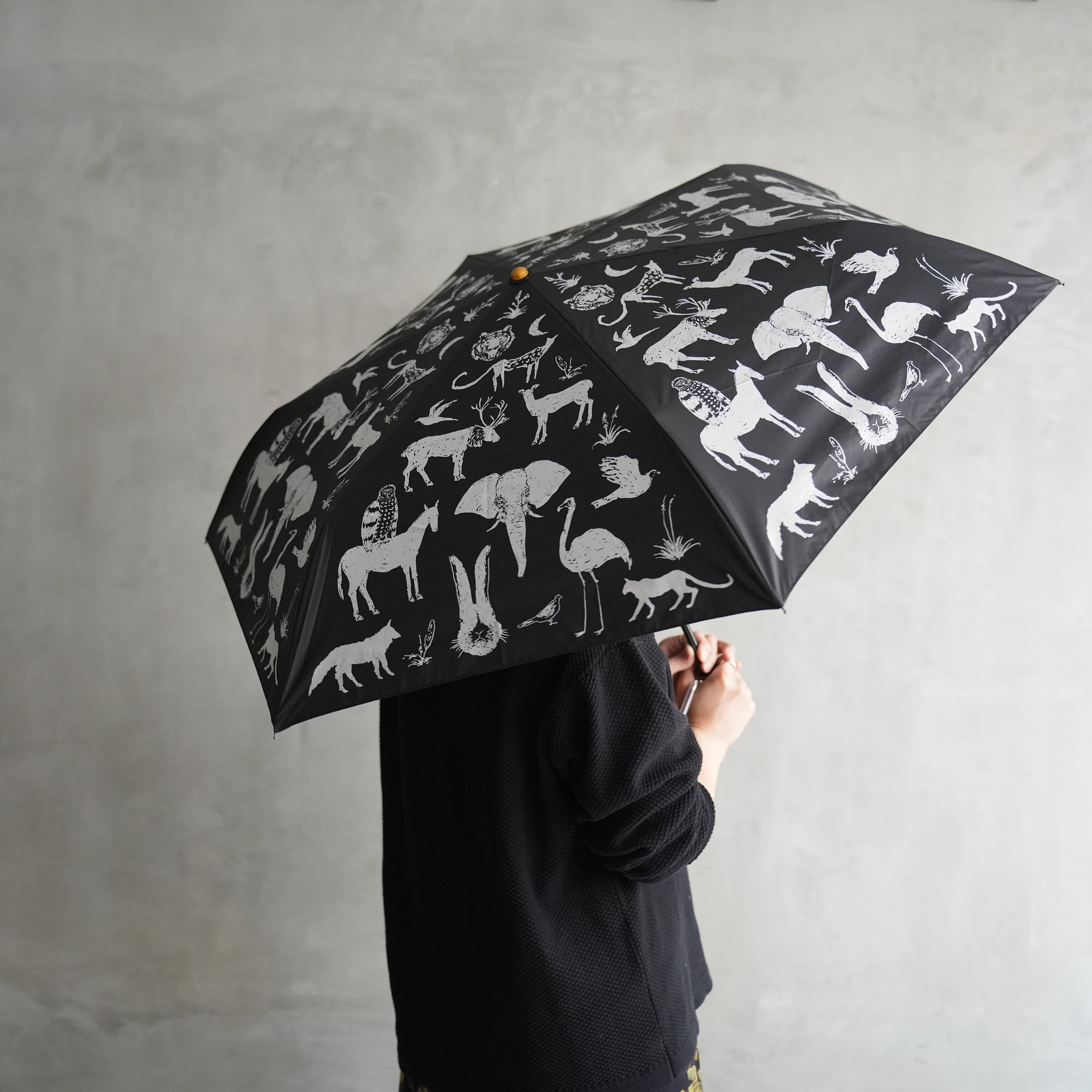 Sunshade Folding Umbrella  Zoo　Black