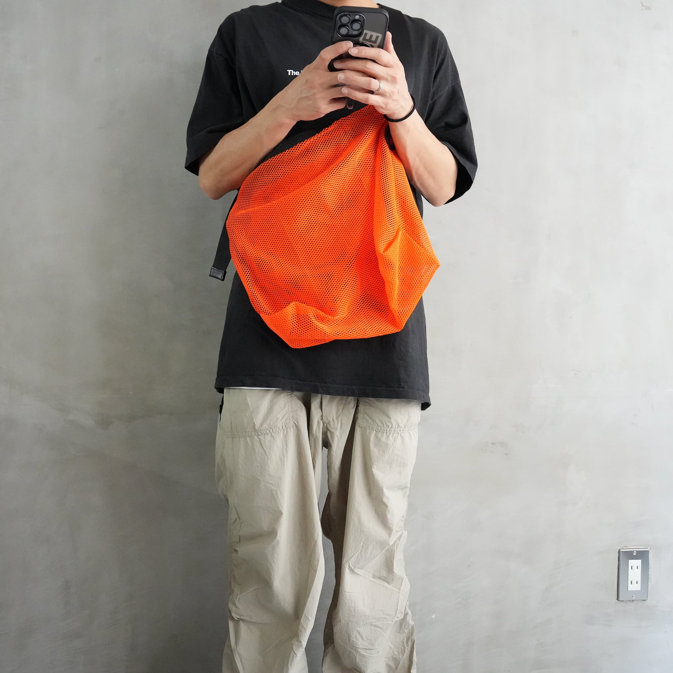 Brick / Mesh Zip Shoulder Bag　Orange