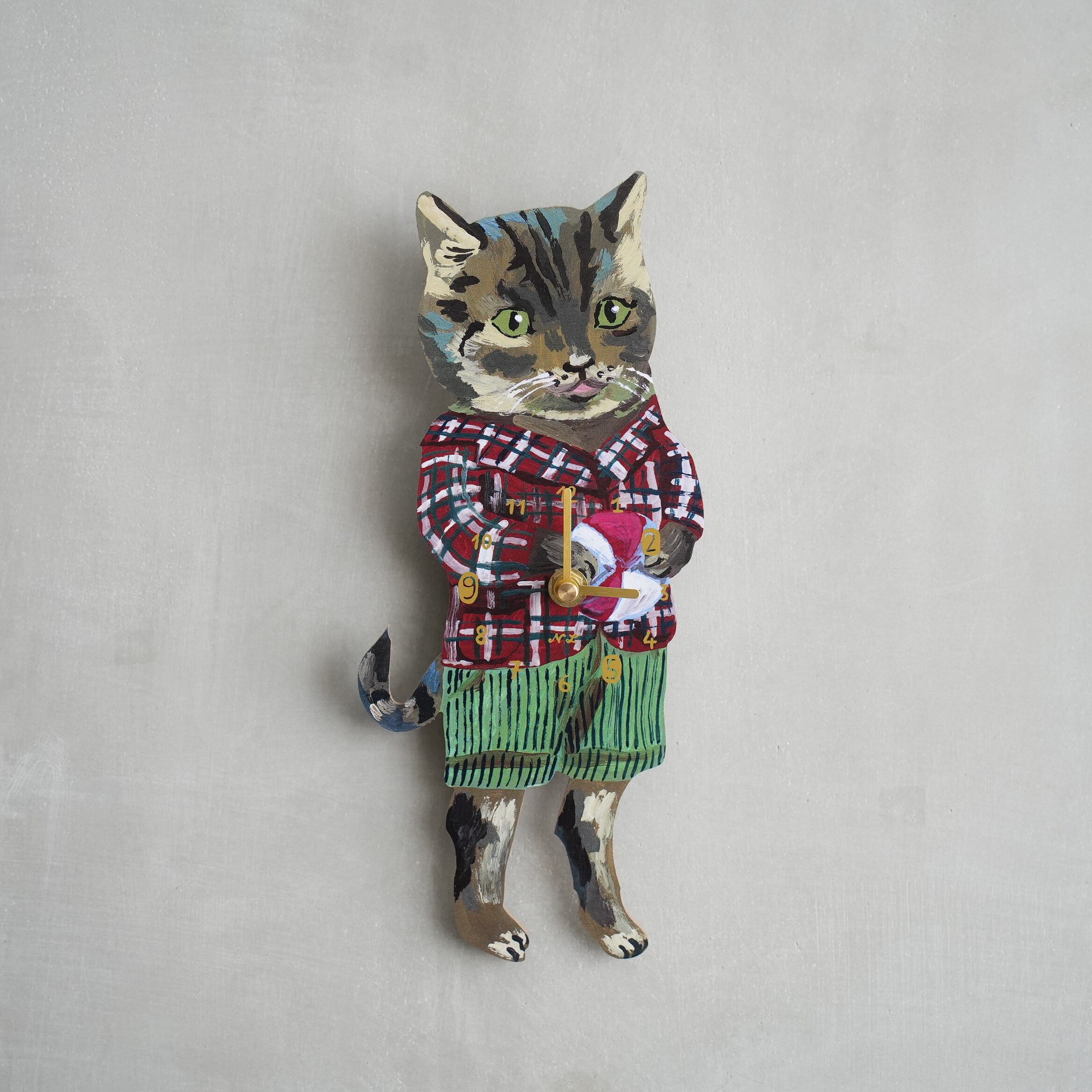 Nathalie Lete Diecut Clock　Tabby Cat