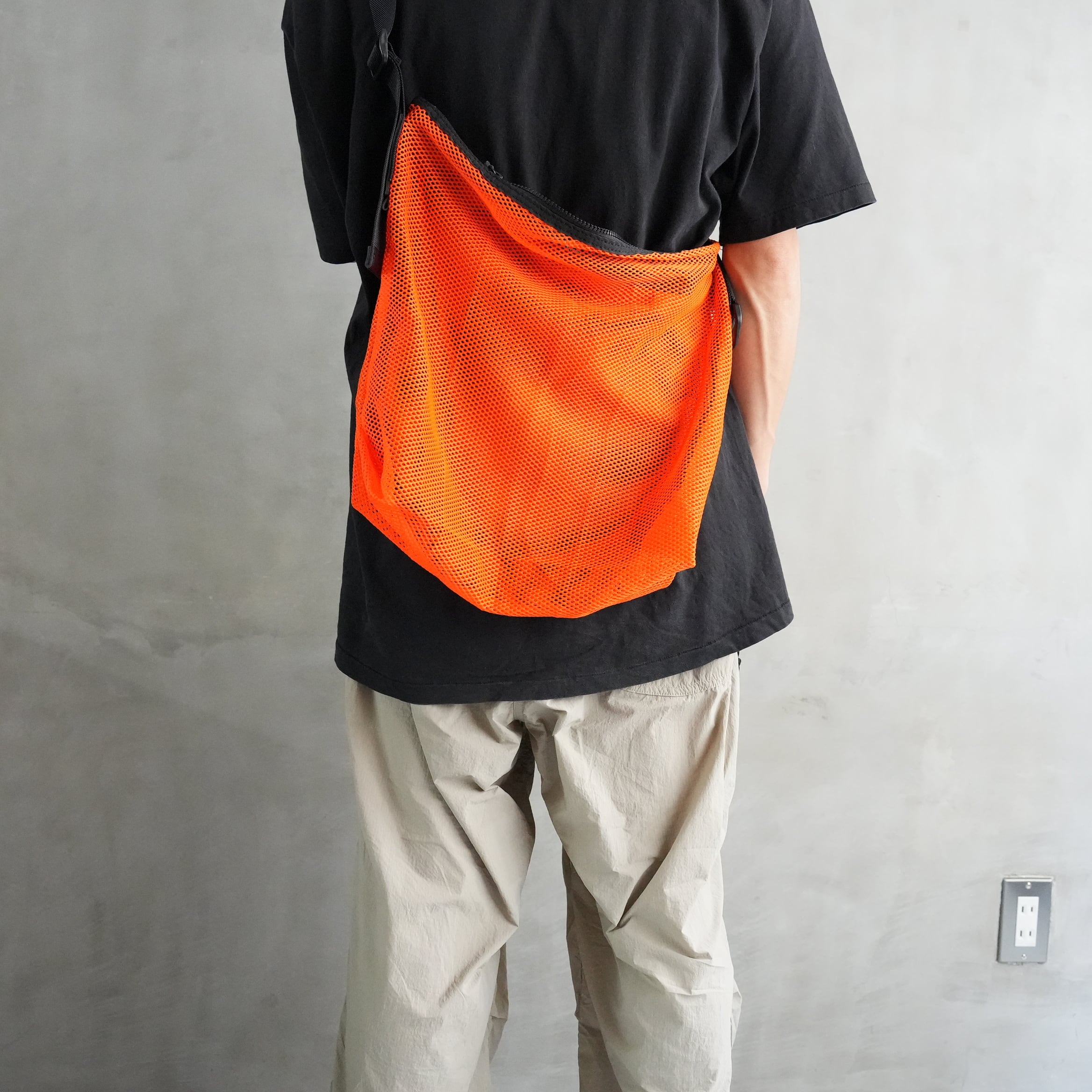 Brick / Mesh Zip Shoulder Bag　Orange