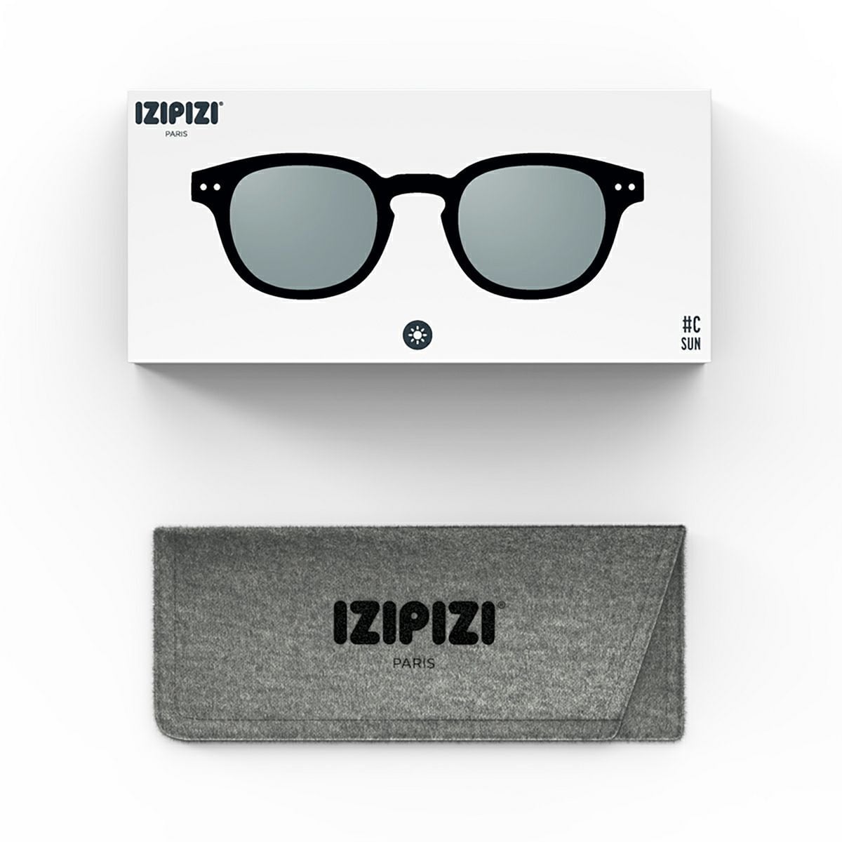 SUNGLASS IZIPIZI #C BLACK / Light Smoke Lenses